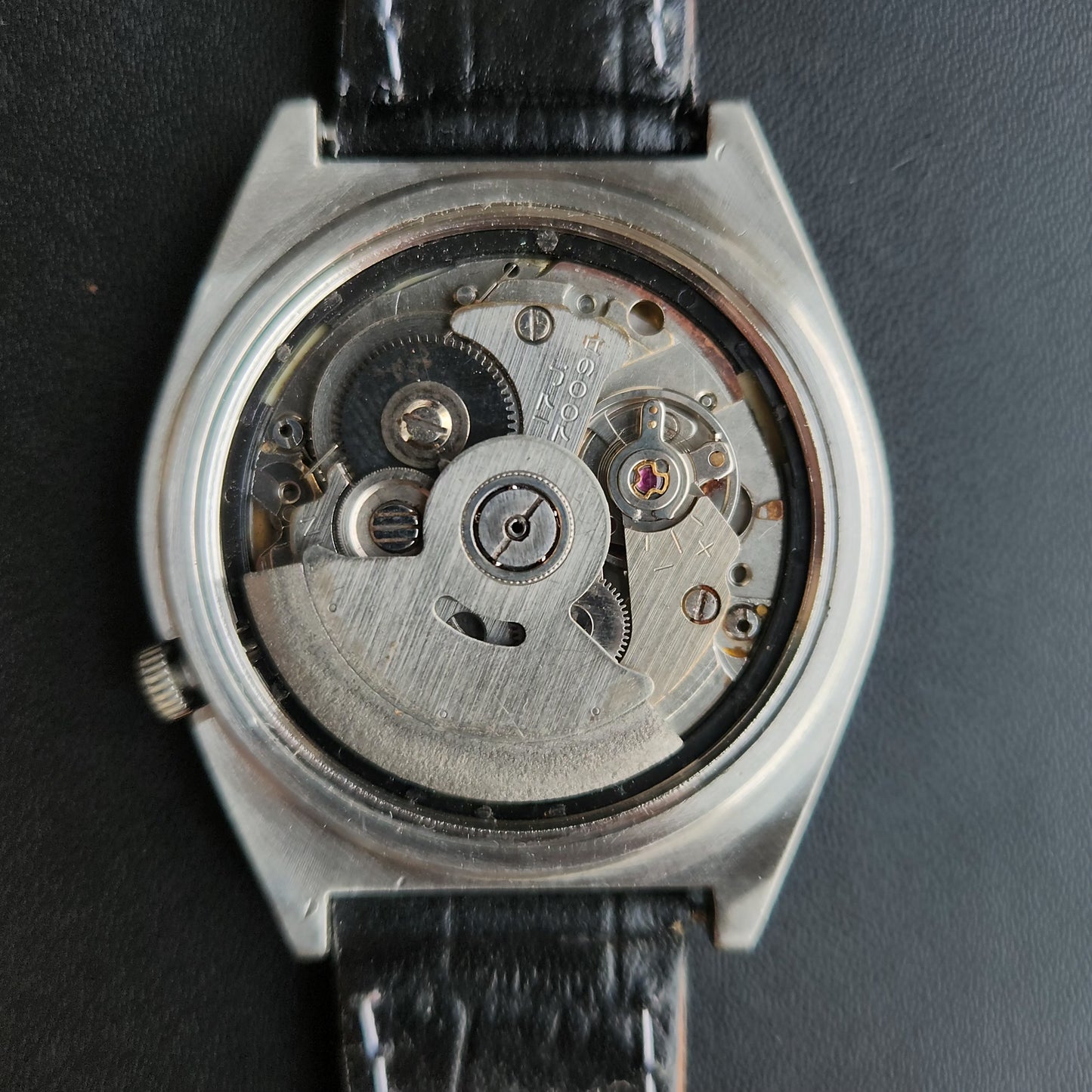Vintage 1984 Original Seiko 5 Automatic 6309-876J Grey Face Black Band 17 Jewels Day-Date Japanese Men's Wrist Watch S165