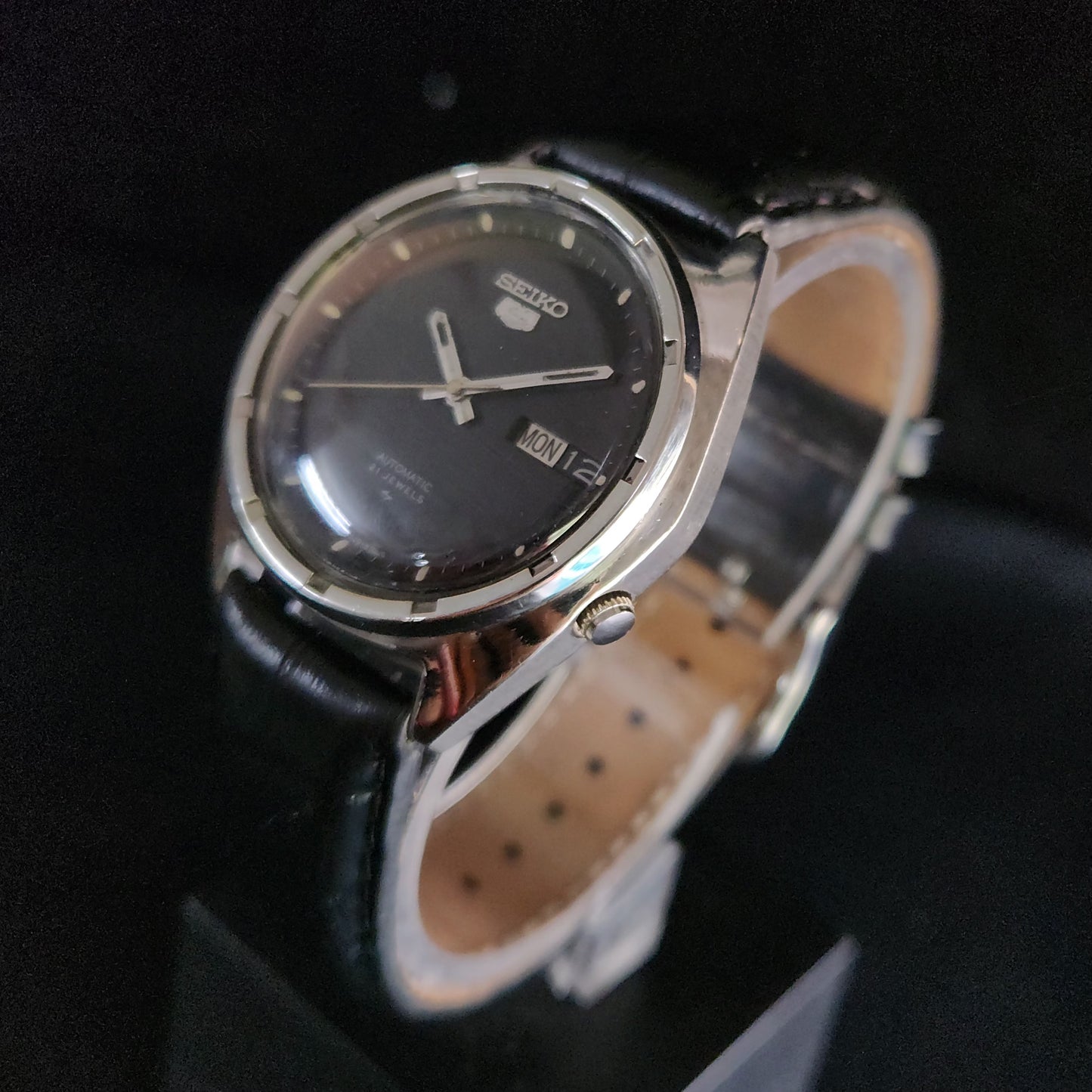 Vintage 1980 Original Seiko 5 Automatic 7019-8080 Grey face 21 Jewels Day-Date Japanese Men's Wrist Watch OG16