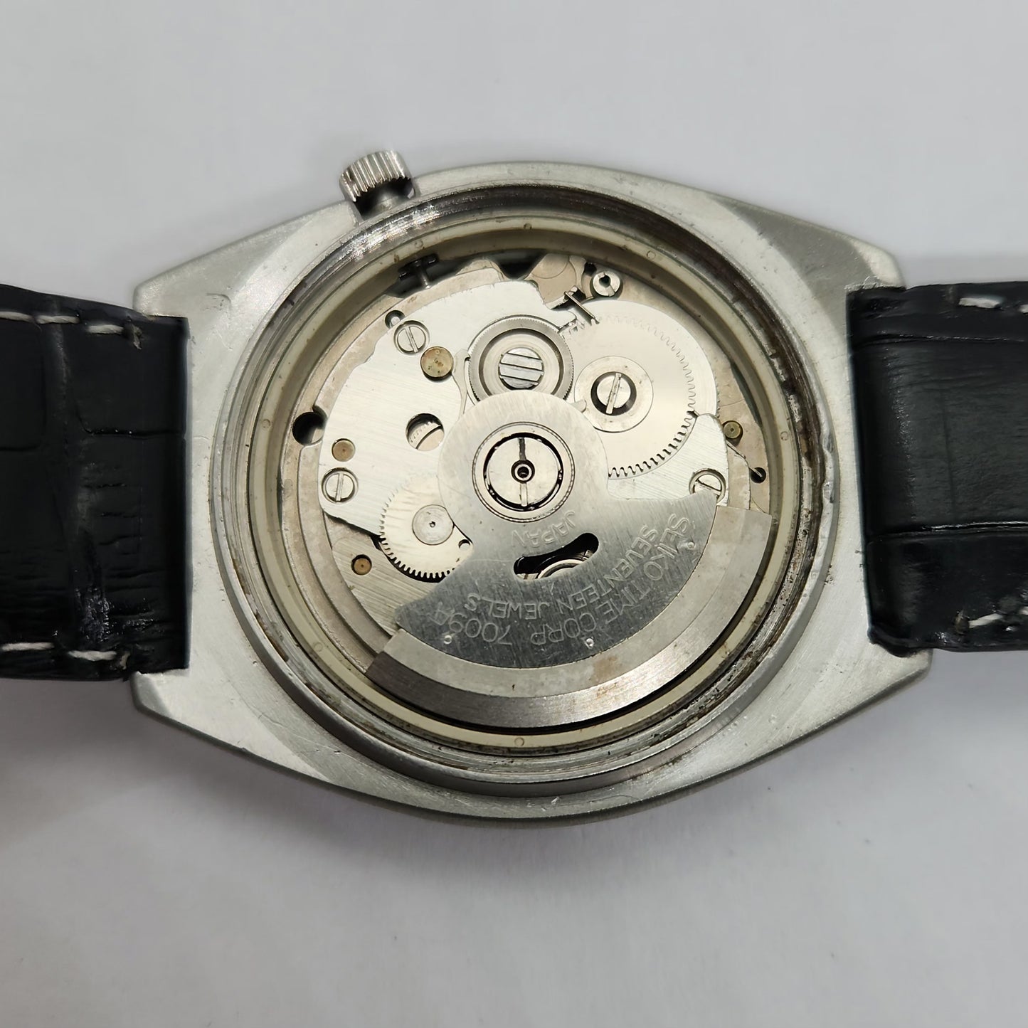 Vintage 1980 Original Seiko 5 Automatic 7009-535A Black face 17 Jewels Day-Date Japanese Men's Wrist Watch OG93