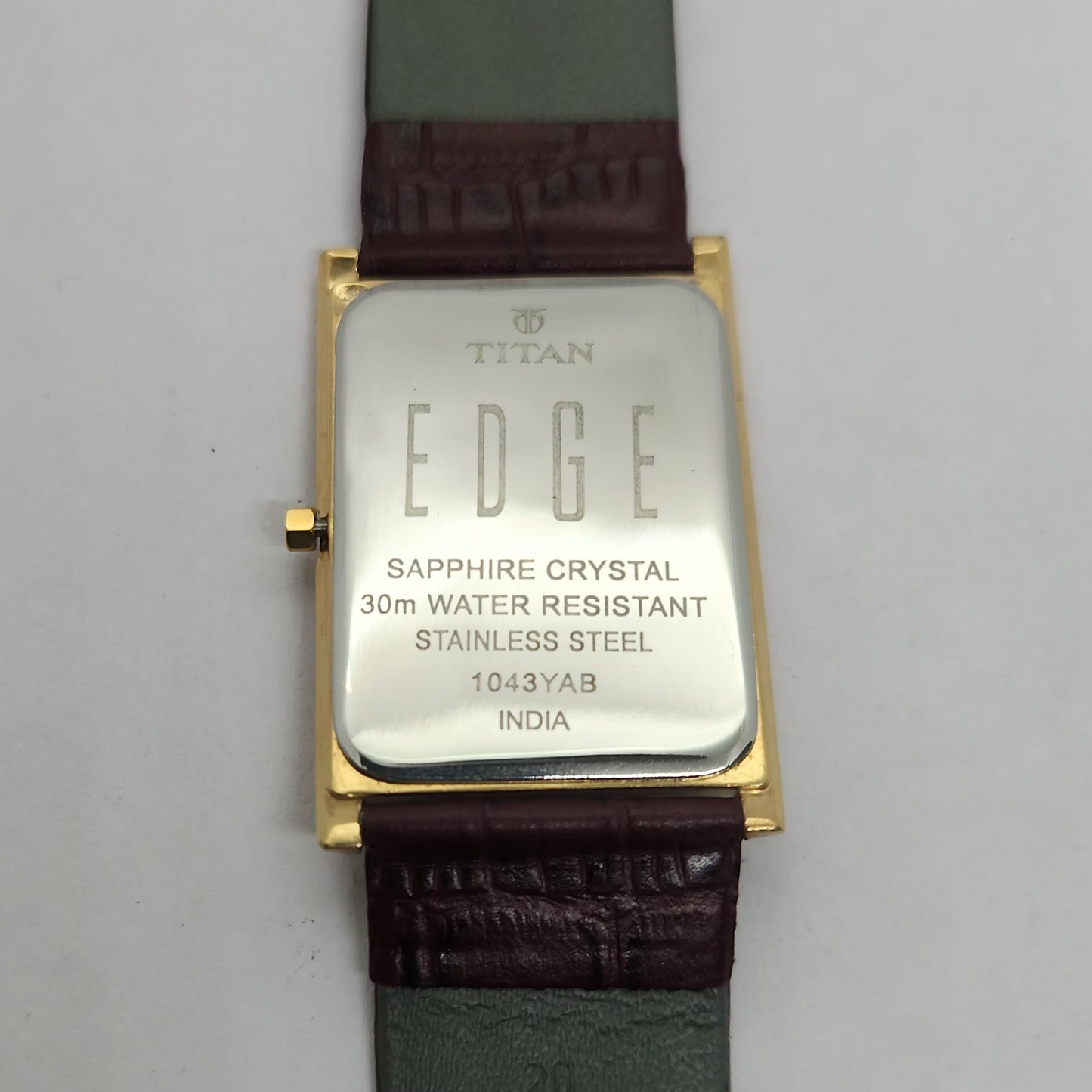 Original TITAN EDGE 1043YAB Rectangular Brown Face 28MM Case Men's Watch OG149