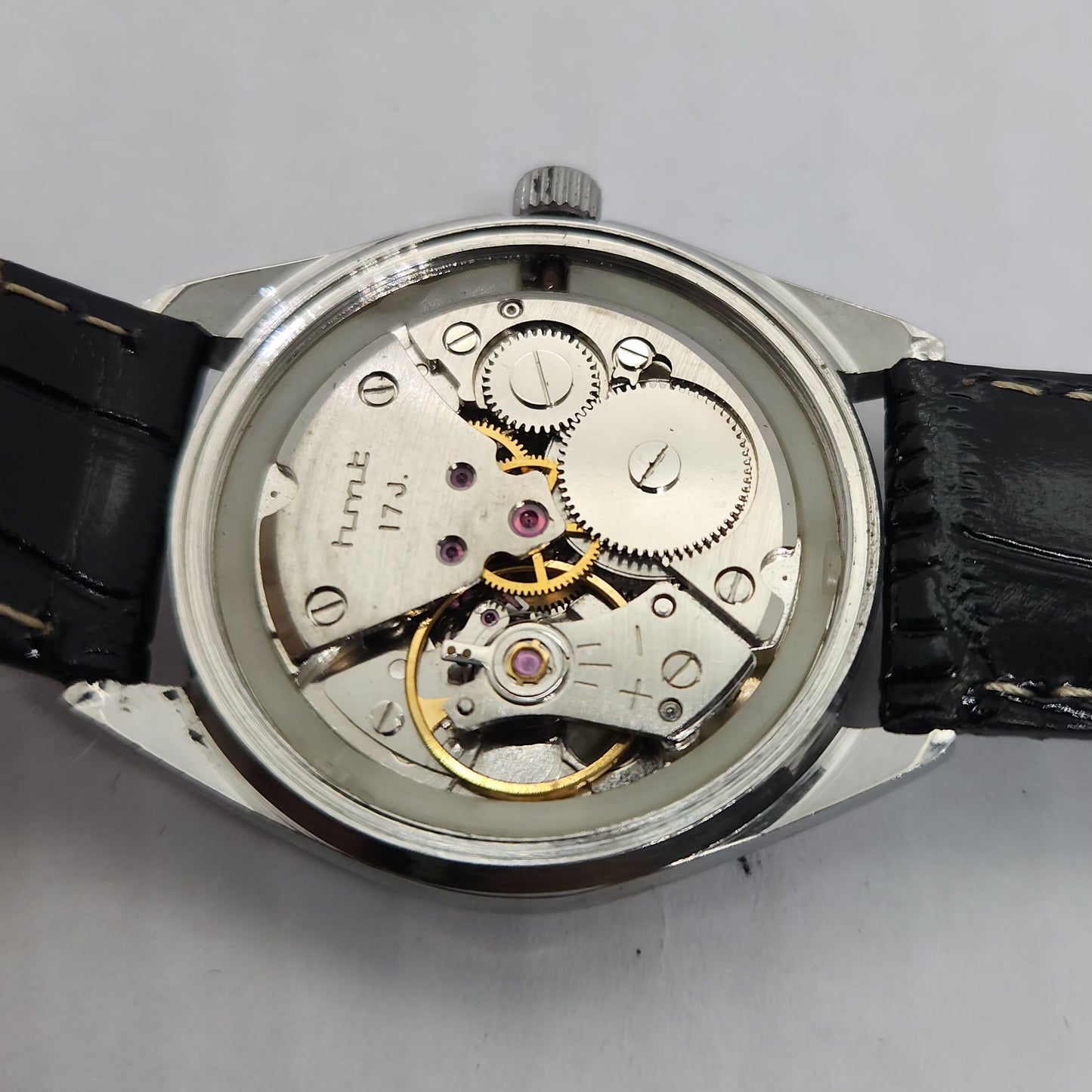 Vintage Original HMTJanata Deluxe Hand Winding 17 Jewels Silver Face Men's Wrist Watch OG180
