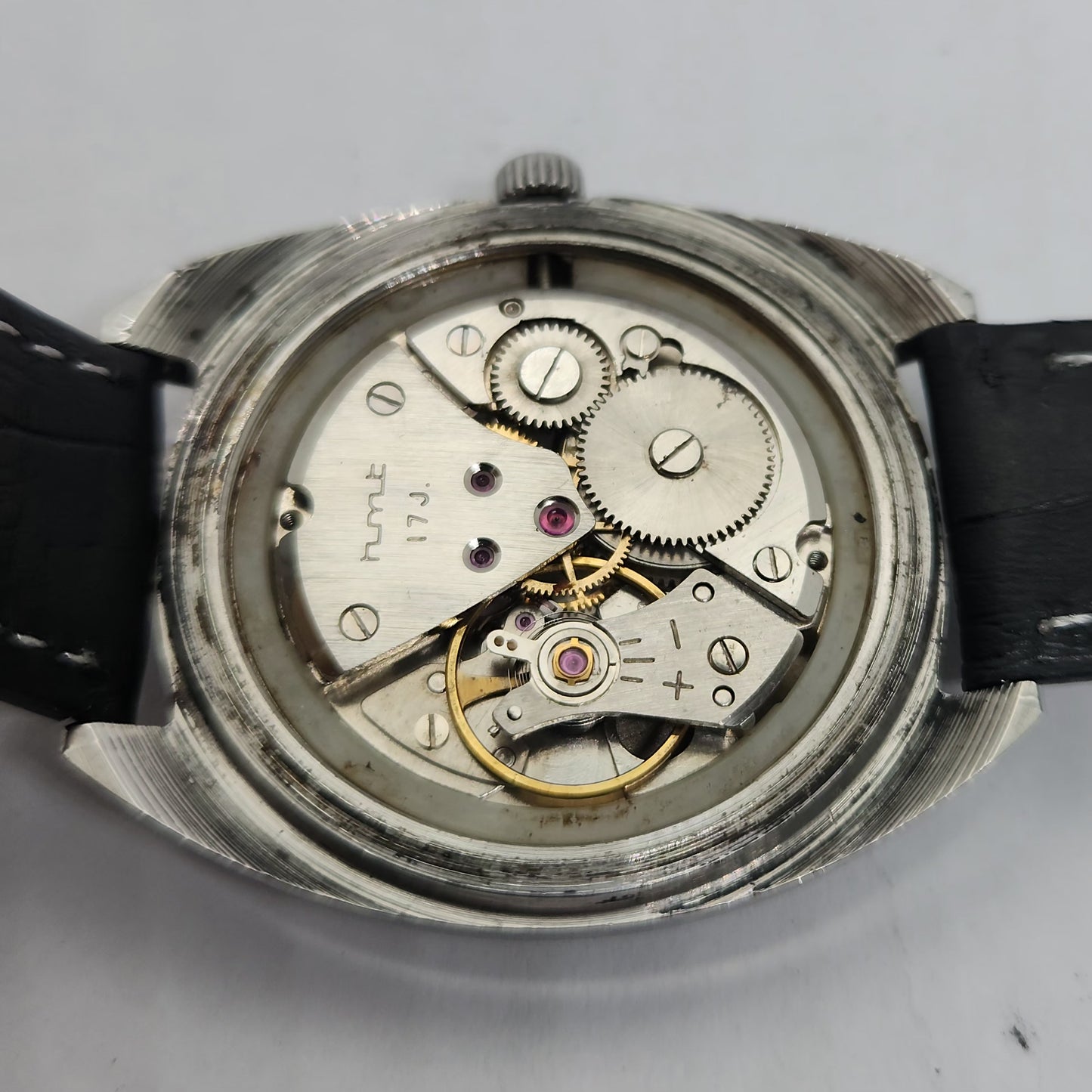 Vintage Original HMT Kohinoor Hand Winding 17 Jewels Black Face Men's Wrist Watch OG194