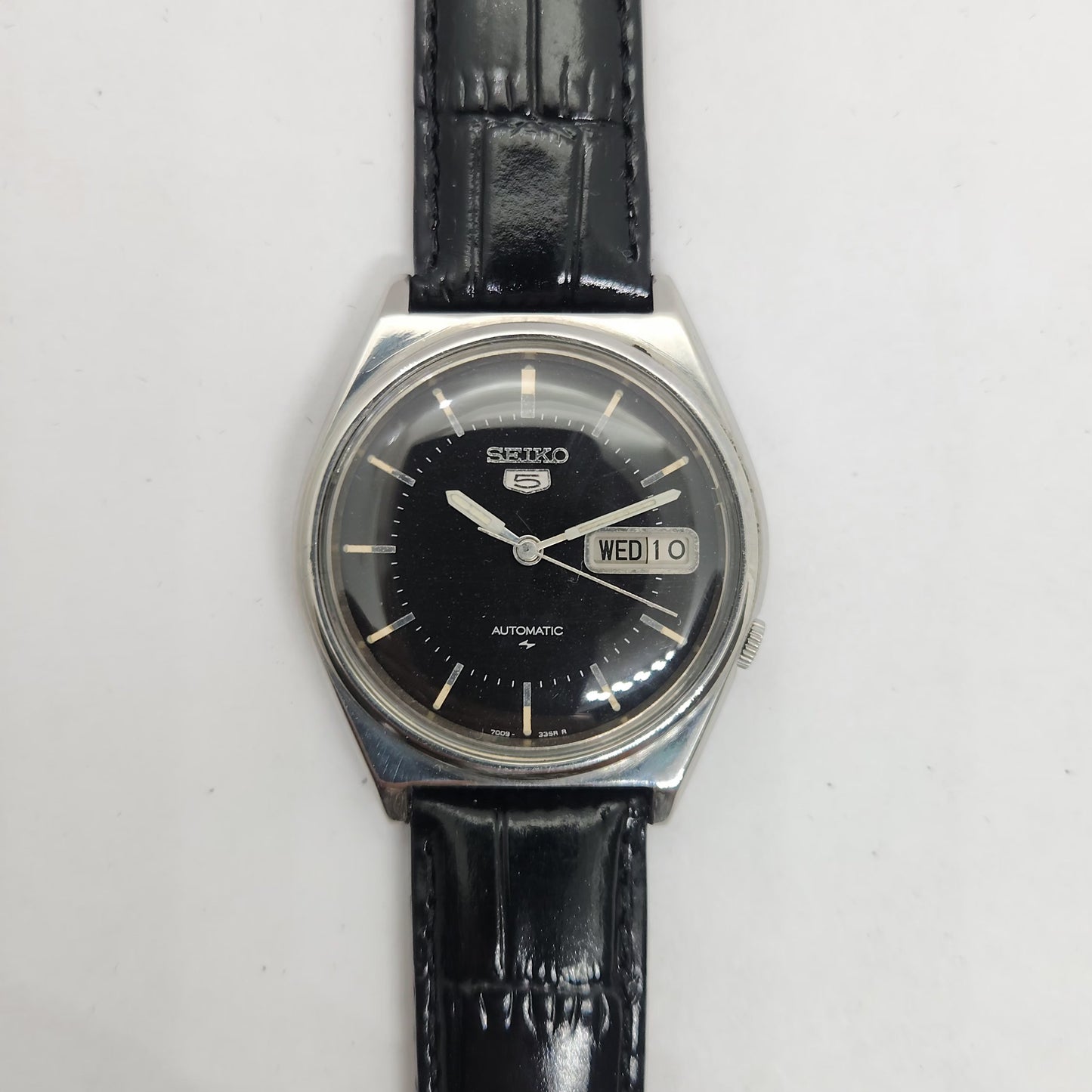 Vintage 1980 Original Seiko 5 Automatic 7009-3140 Black face 17 Jewels Day-Date Japanese Men's Wrist Watch OG205