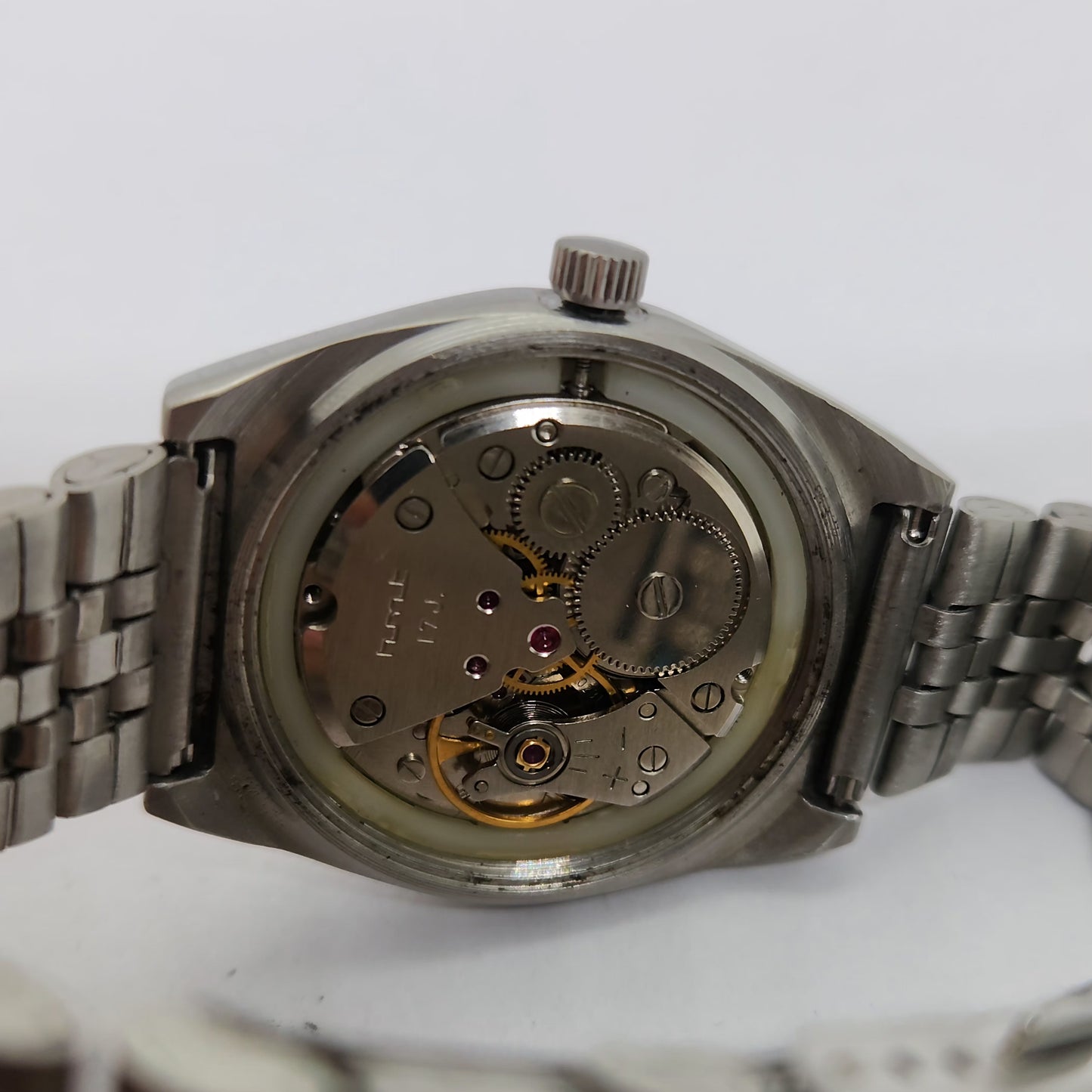 Vintage Original HMT Chirag Hand Winding 17 Jewels Brown Face Jubilee Bracelet Men's Wrist Watch OG206