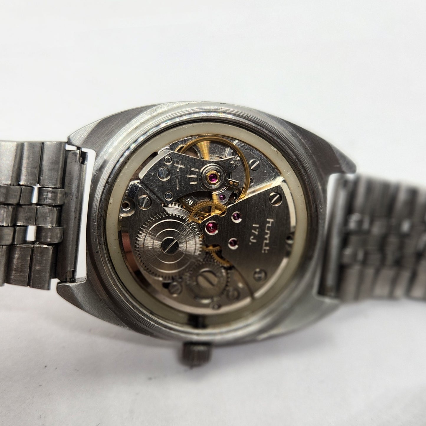 Vintage Original HMT Vijay Hand Winding 17 Jewels Black Face Jubilee Bracelet Men's Wrist Watch OG235