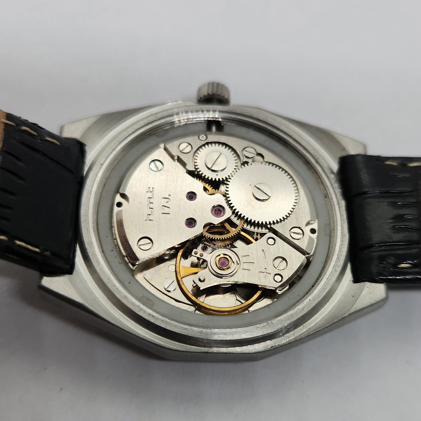 Vintage Original HMT Arjun Hand Winding 17 Jewels Black Face Men's Wrist Watch OG243