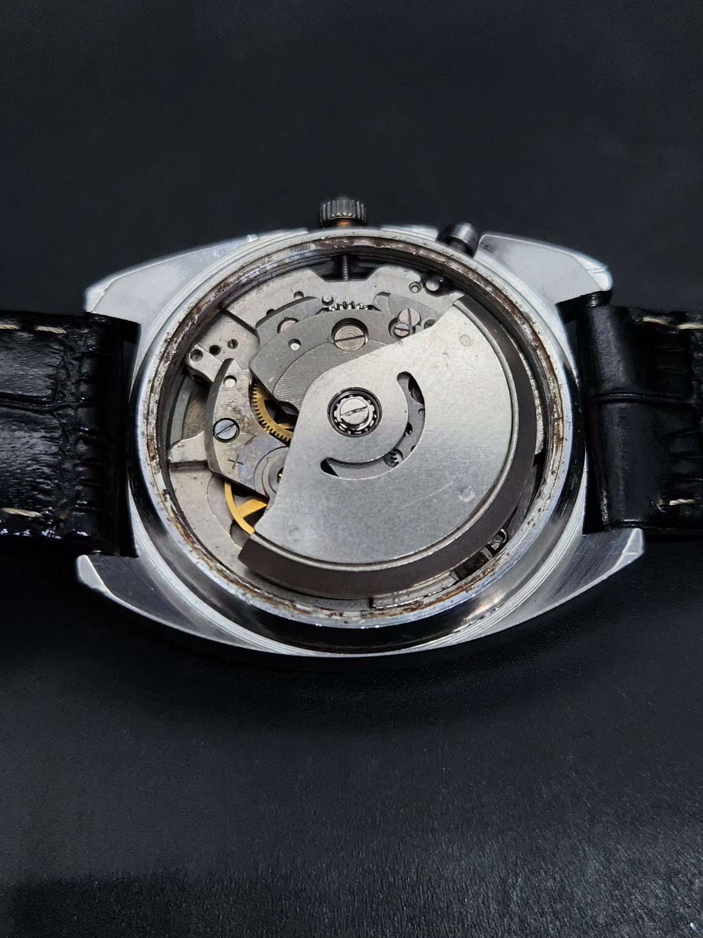 Vintage Ricoh R31 Automatic Blue Face New Strap 21 Jewels Day-Date Men's Wrist Watch AS15