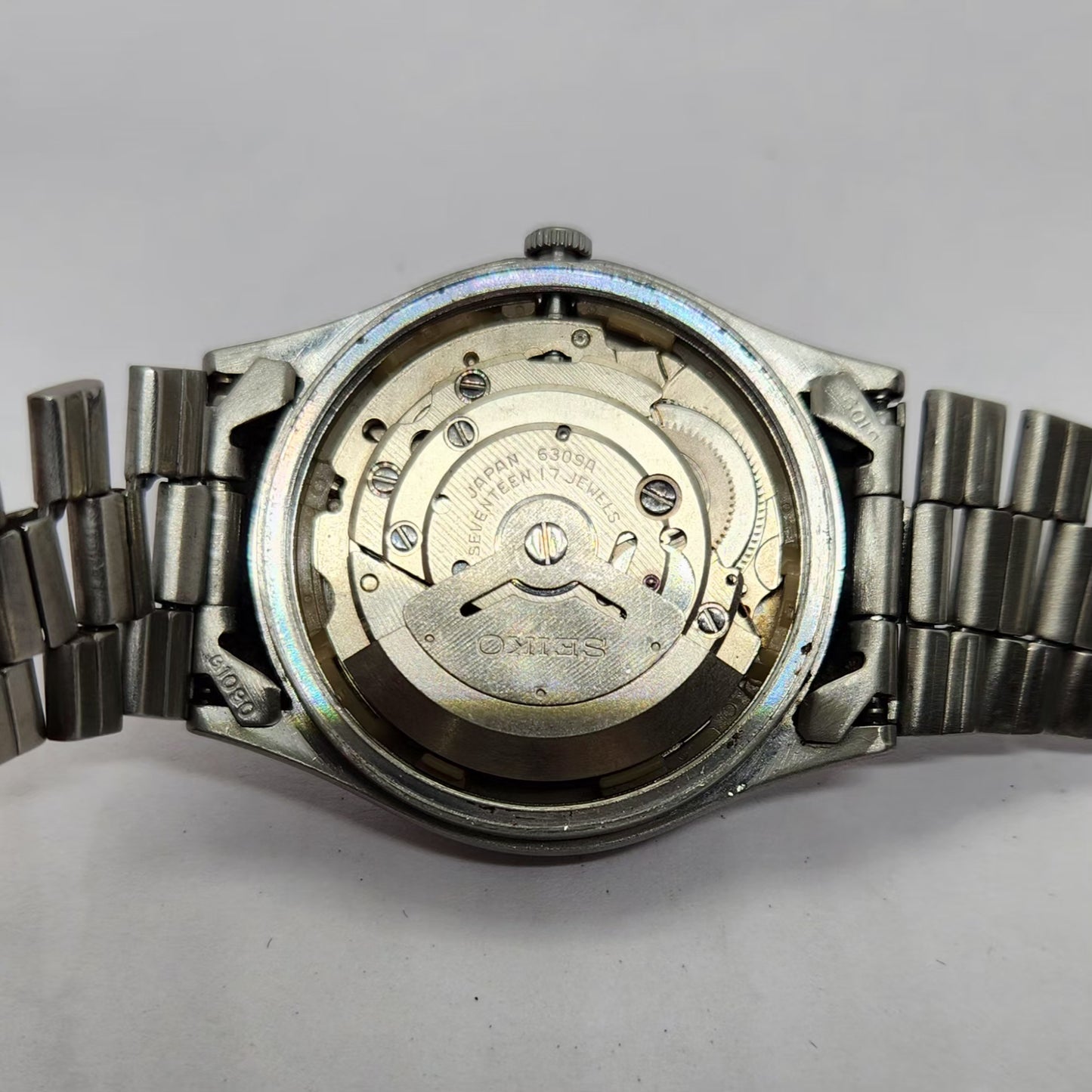 Vintage 1985 Original Seiko 5 Automatic 6309-523A Black 17 Jewels Day-Date Japanese Men's Wrist Watch OG212