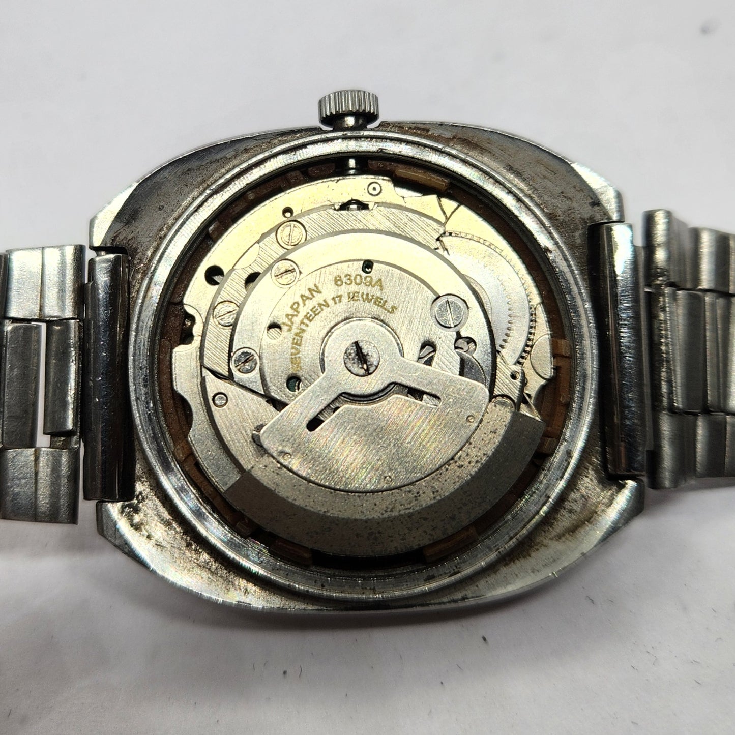 Vintage 1984 Mod Seiko 5 Automatic 6309-8910 White face 17 Jewels Day-Date Japanese Men's Wrist Watch OG248