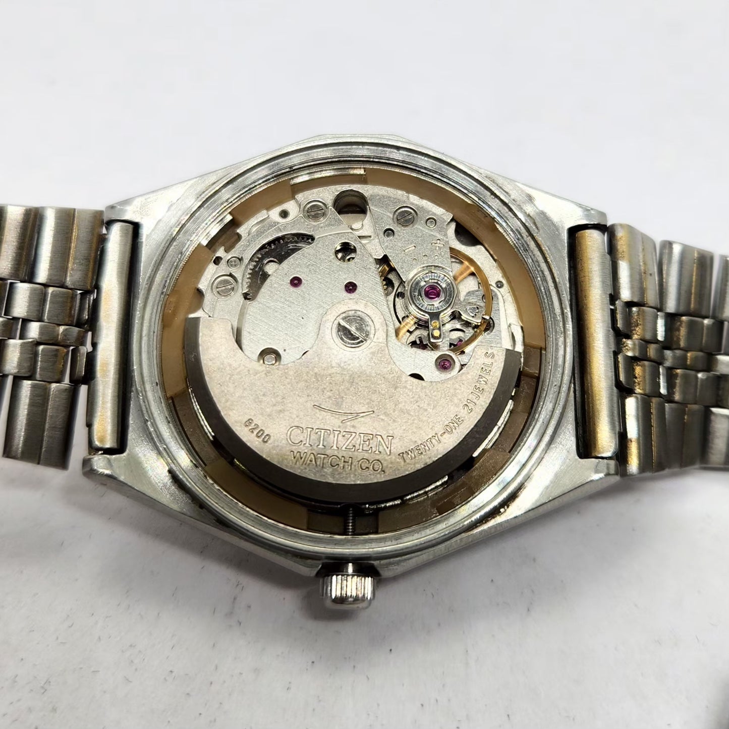Vintage 1977 Original Citizen Automatic 8200 Brown Face 35MM Day-Date Japanese Men's Wrist Watch CT16