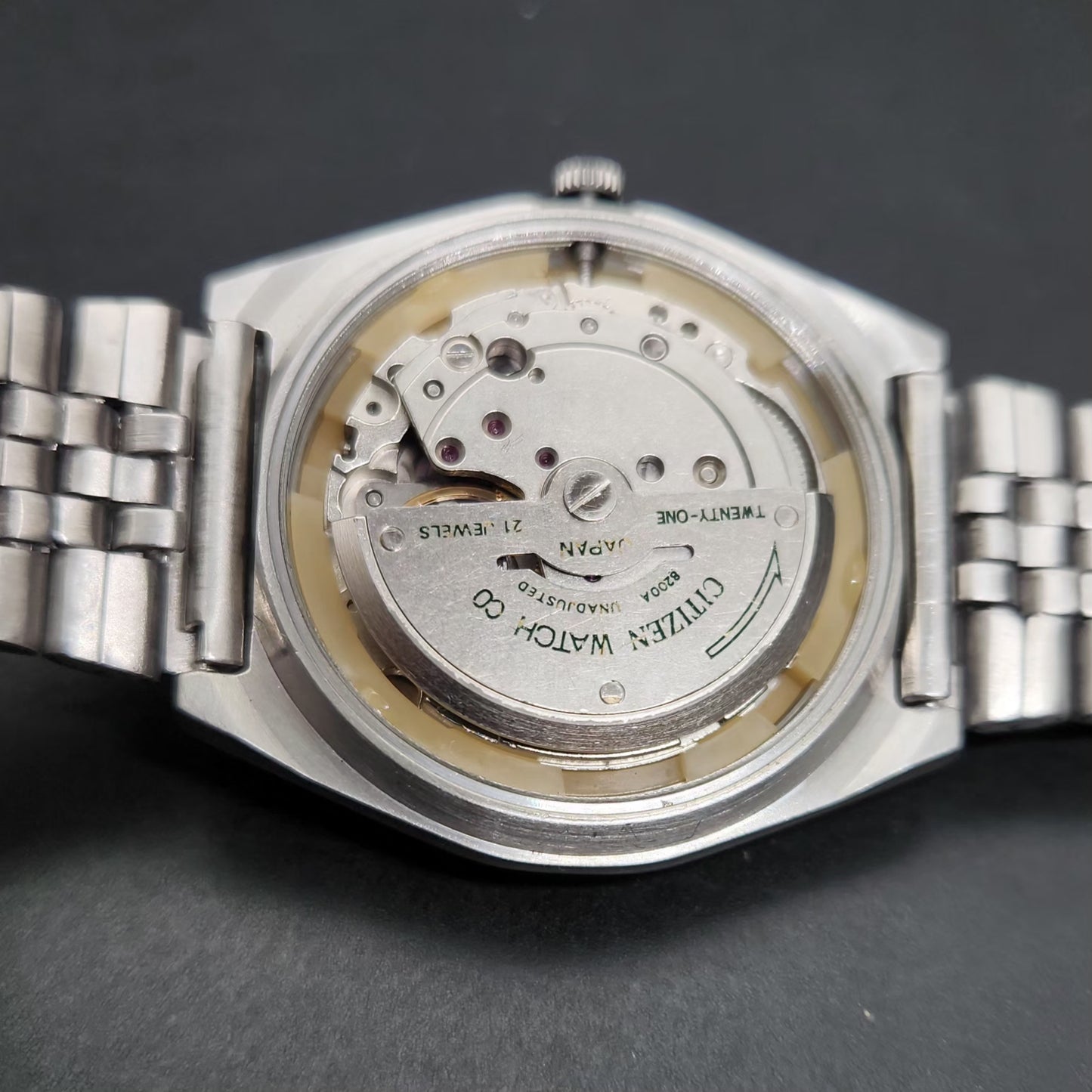 Vintage 1975 Original Citizen Automatic 8200 Blue Face 36MM case Day-Date Japanese Men's Wrist Watch CT57