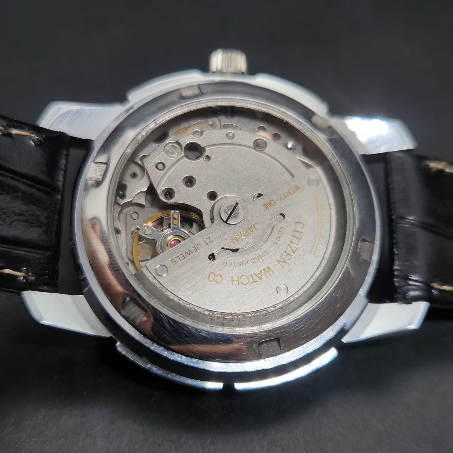 Vintage Mod Citizen 8200 Automatic Black Face 37MM Case Day-Date Men's Wrist Watch CT110