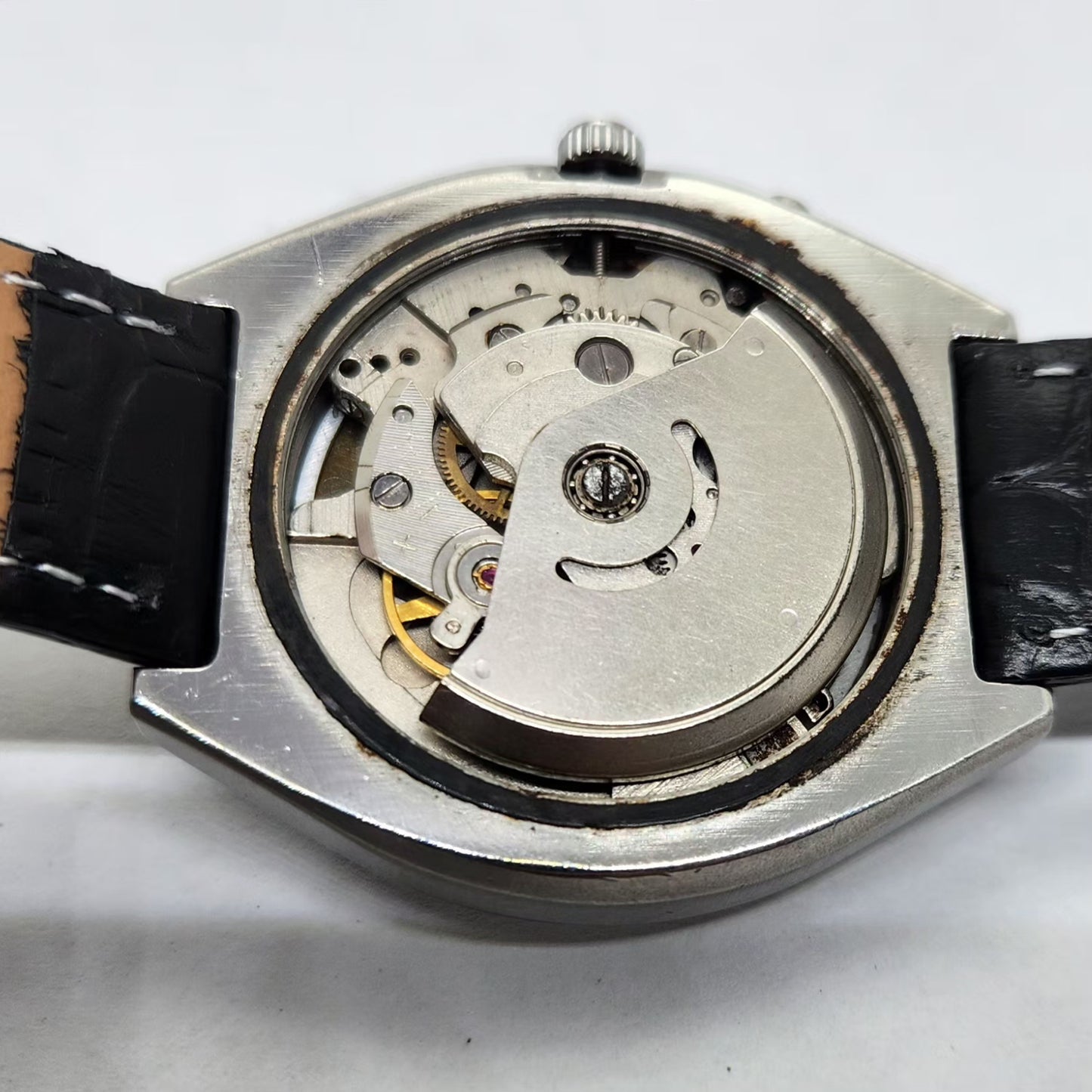 Vintage Ricoh R31 Automatic Blue Face New Strap 21 Jewels Day-Date Men's Wrist Watch R06