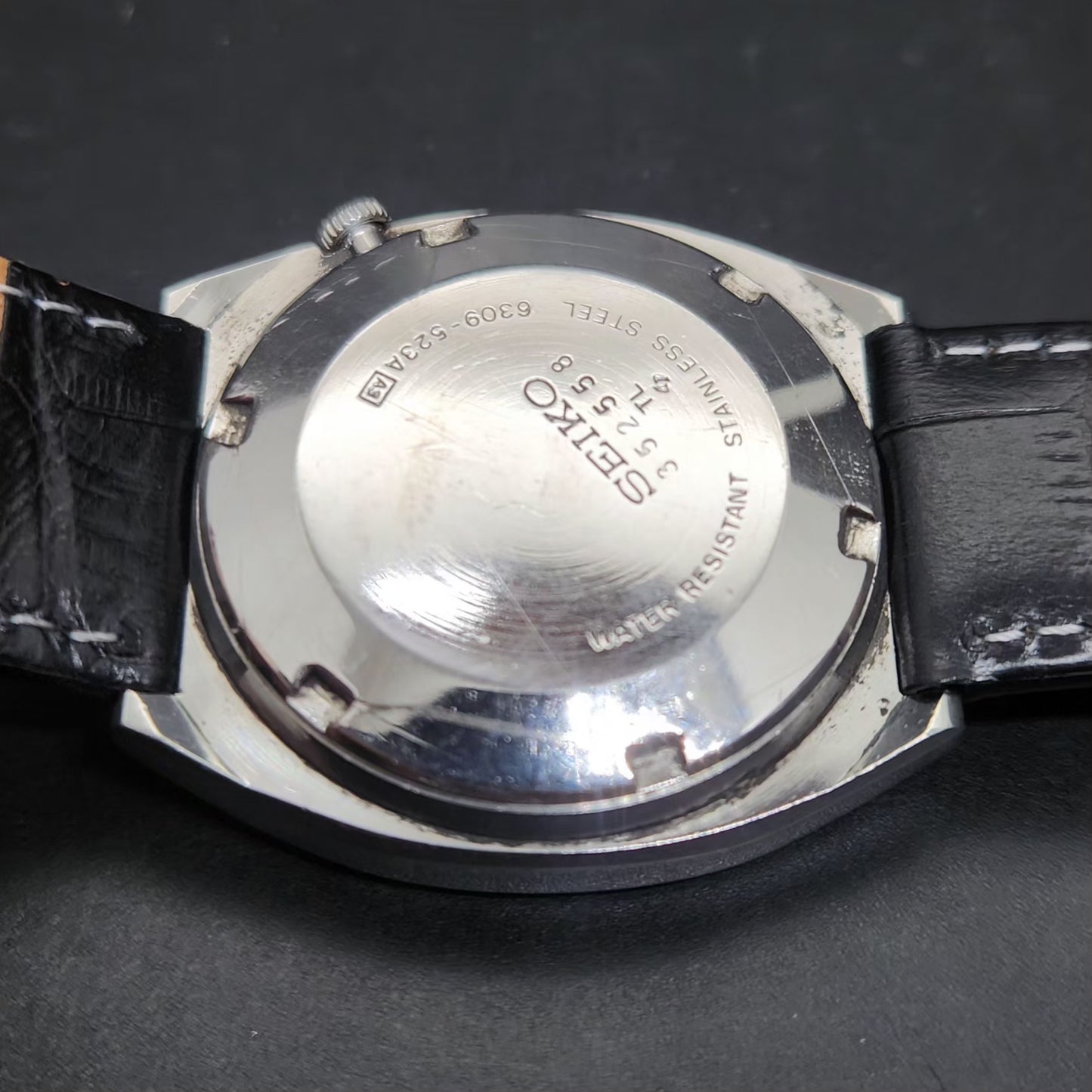 Vintage 1983 Original Seiko 5 Automatic 6309-523A Black Face 17 Jewels Day-Date Japanese Men's Wrist Watch VS18