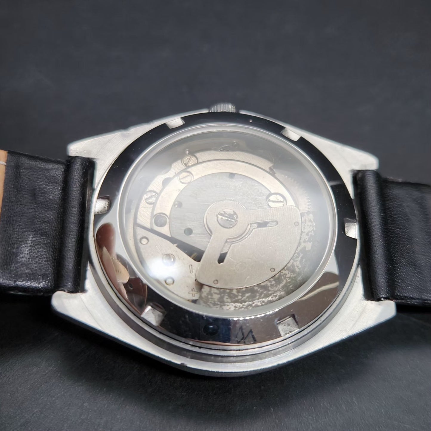 Vintage 1978 Original Seiko 5 Automatic 6309-8170 Repainted Mickey Mouse Black Face 17 Jewels Day-Date Japanese Men's Wrist Watch VS35