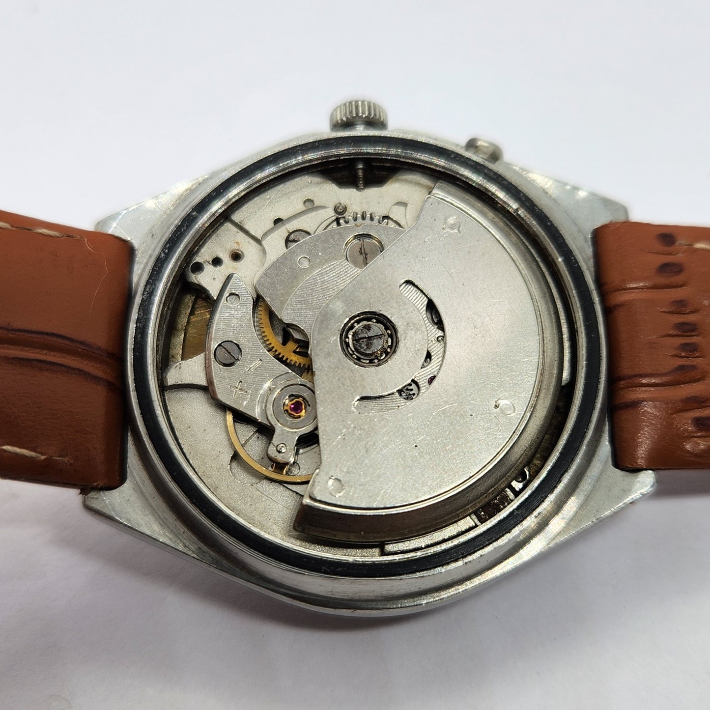 Vintage Ricoh R31 Automatic White Face New Strap 21 Jewels Day-Date Men's Wrist Watch R47