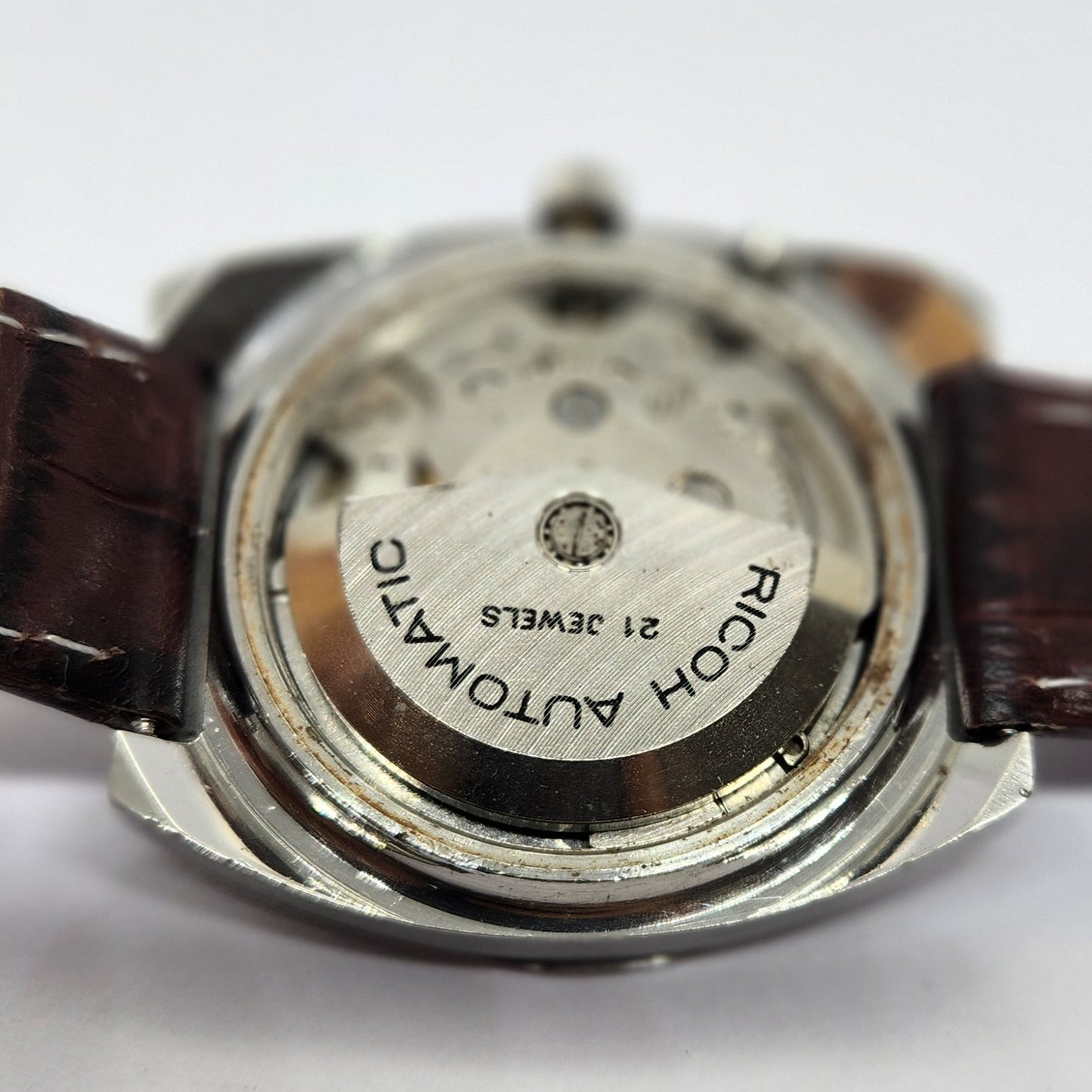 Vintage Ricoh R31 Automatic Brown Face New Strap 21 Jewels Day-Date Men's Wrist Watch R56