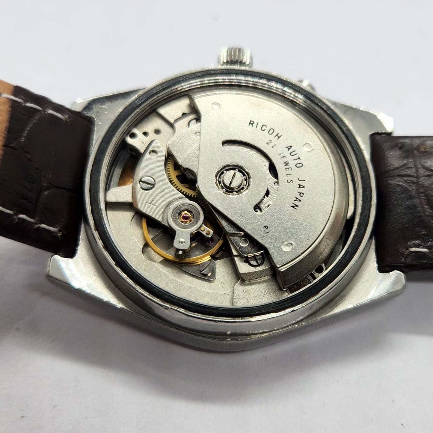 Vintage Ricoh R31 Automatic Black Face New Strap 21 Jewels Day-Date Men's Wrist Watch R89