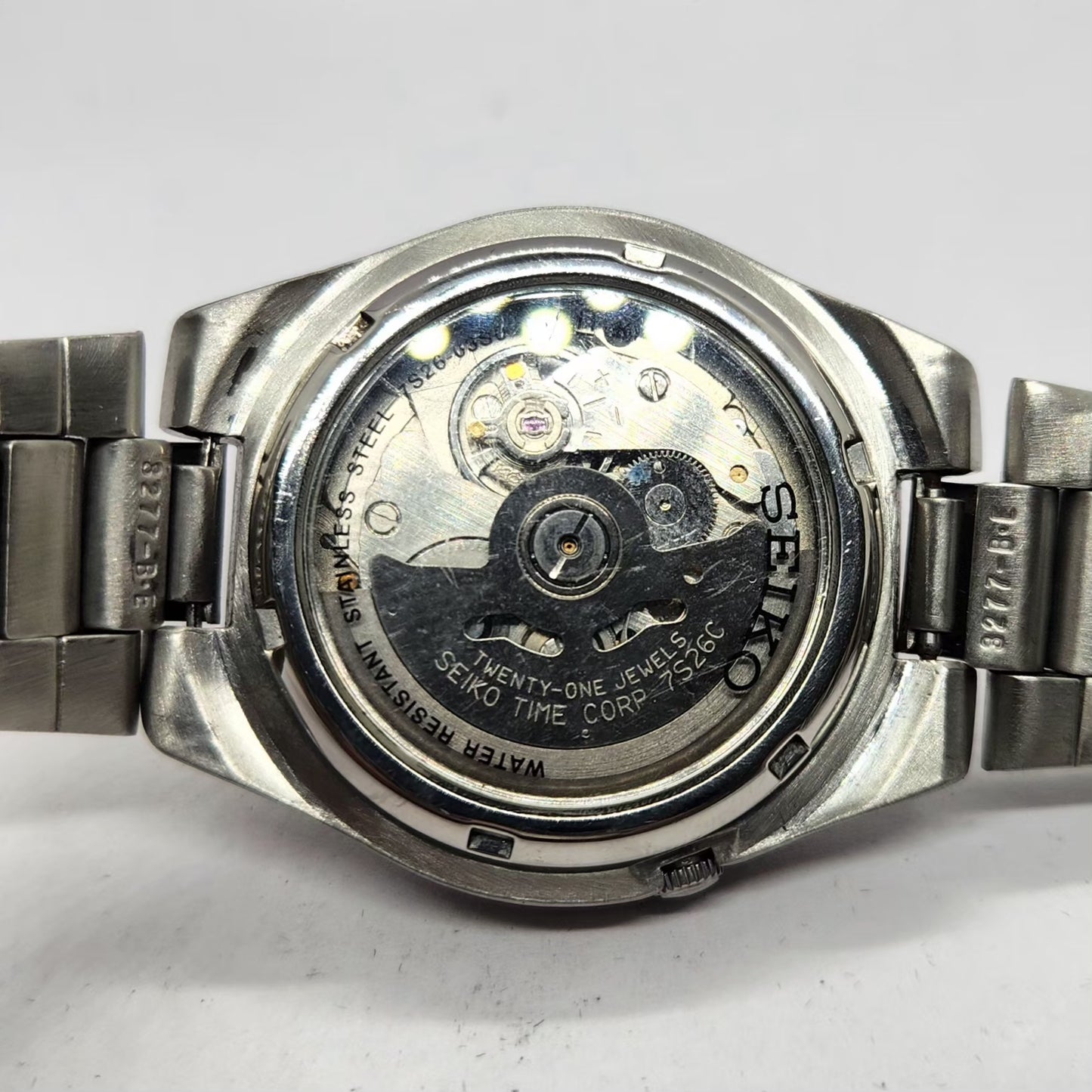 Vintage 1980 Original Seiko 5 Automatic 7S26-03S0 Silver Face 21 Jewels Day-Date Japanese Men's Wrist Watch SA61