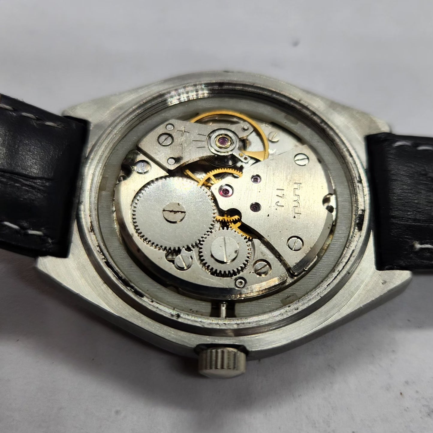 Vintage Original HMT Maurya Hand Winding 17 Jewels Gold Face Men's Wrist Watch HM15