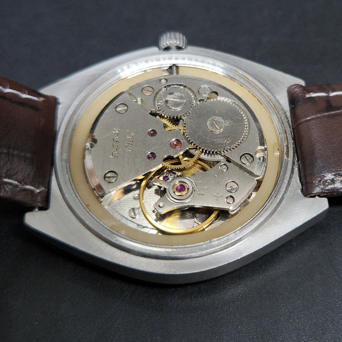 Vintage Original HMT Maurya Hand Winding 17 Jewels Silver Face Men's Wrist Watch HM58