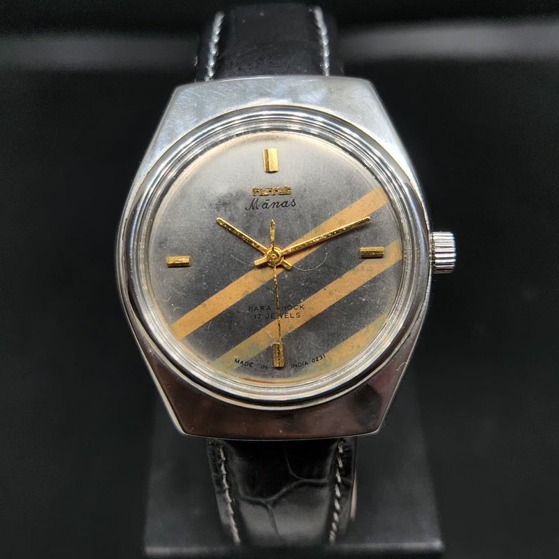 Vintage Original HMT Manas Hand Winding 17 Jewels Grey Face Men's Wrist Watch HM62