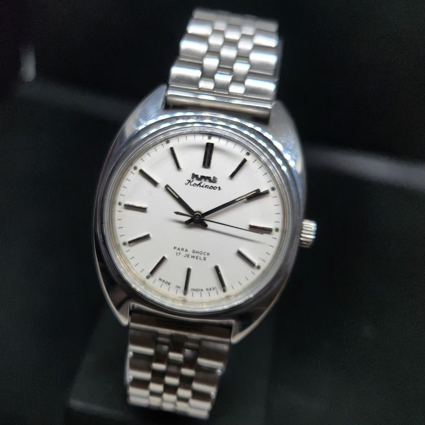 Vintage Original HMT Kohinoor Hand Winding 17 Jewels White Face Men's Wrist Watch HM75