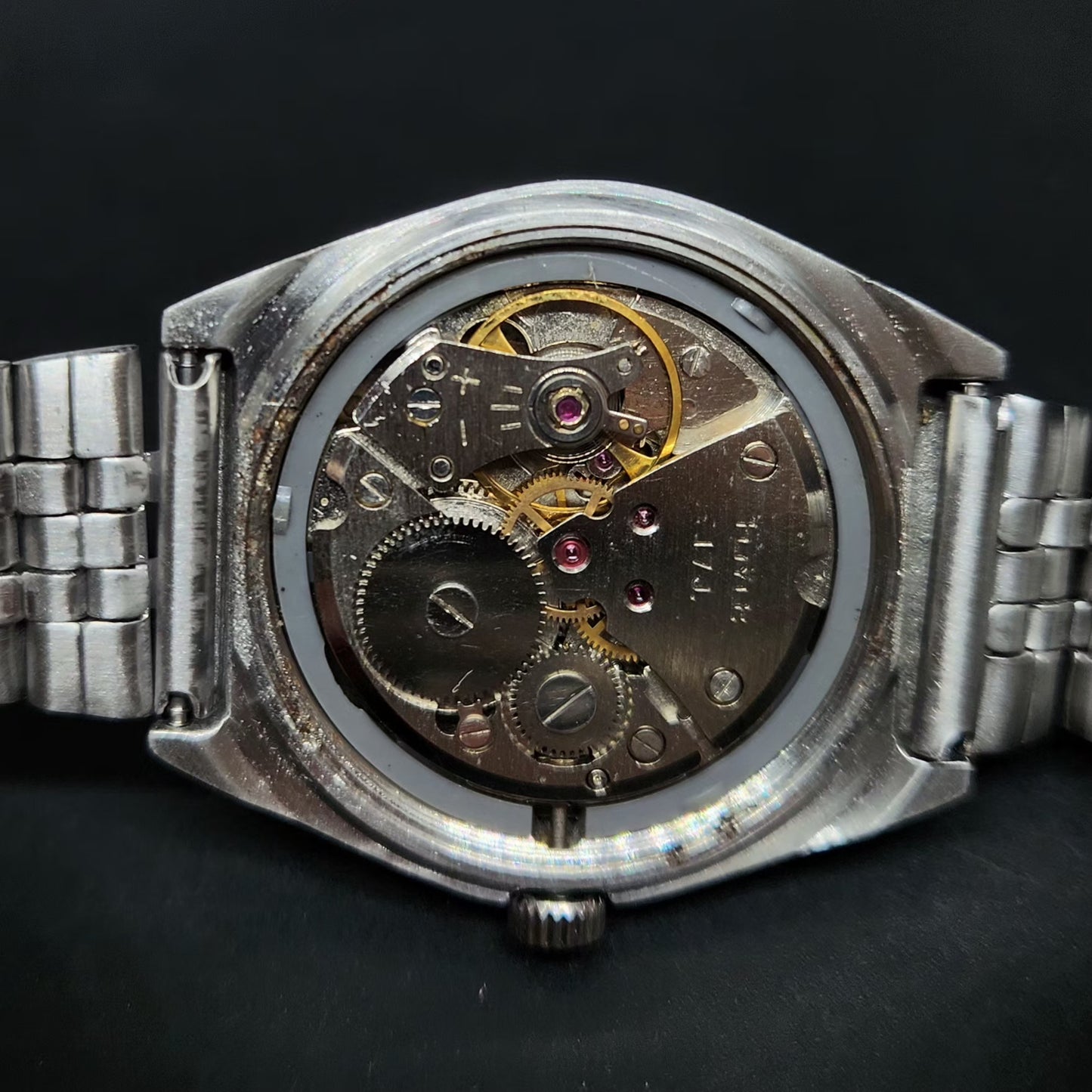 Vintage Original HMT Trisul Hand Winding 17 Jewels Purple Face Men's Wrist Watch HM83