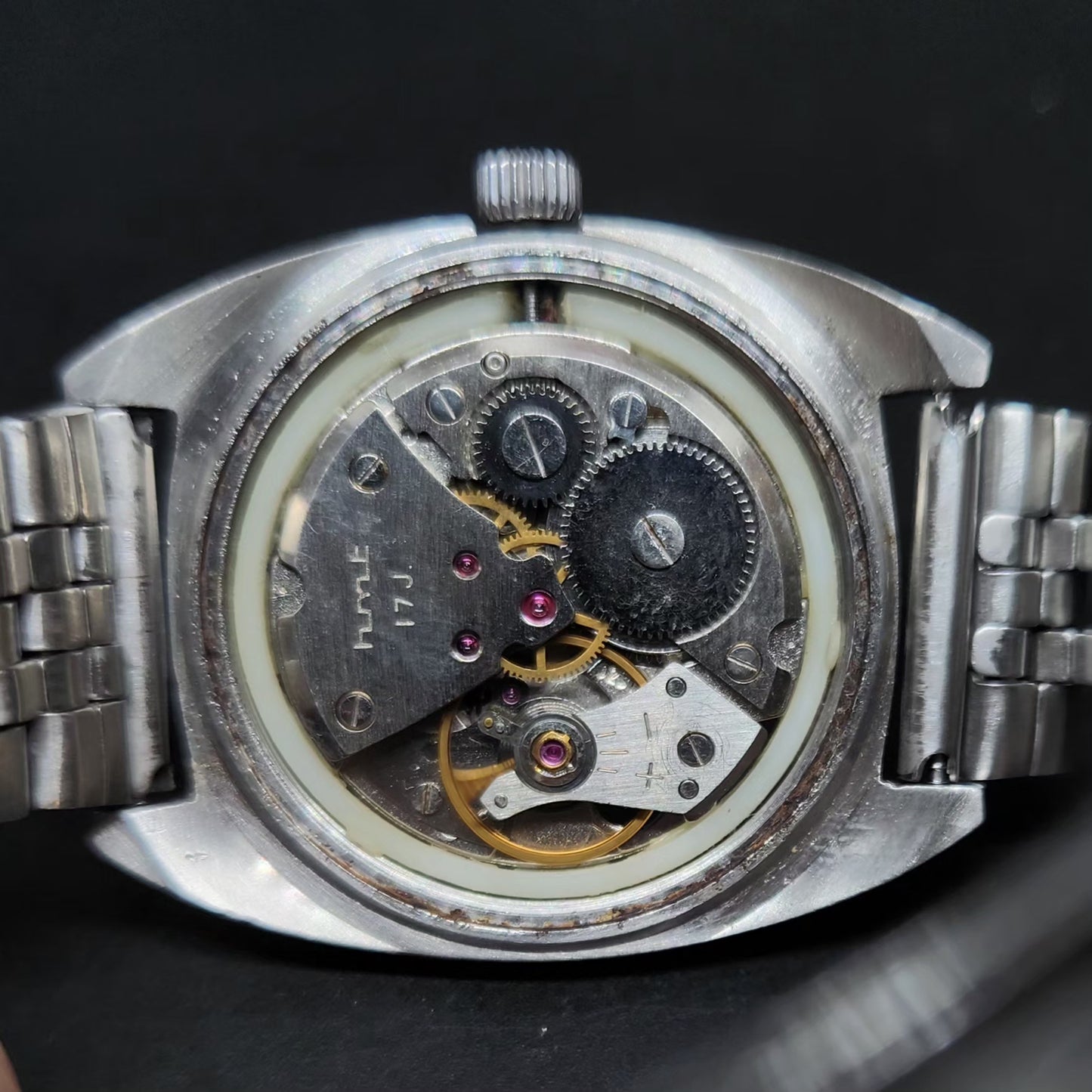 Vintage Original HMT Kohinoor Hand Winding 17 Jewels Grey Face Men's Wrist Watch HM85