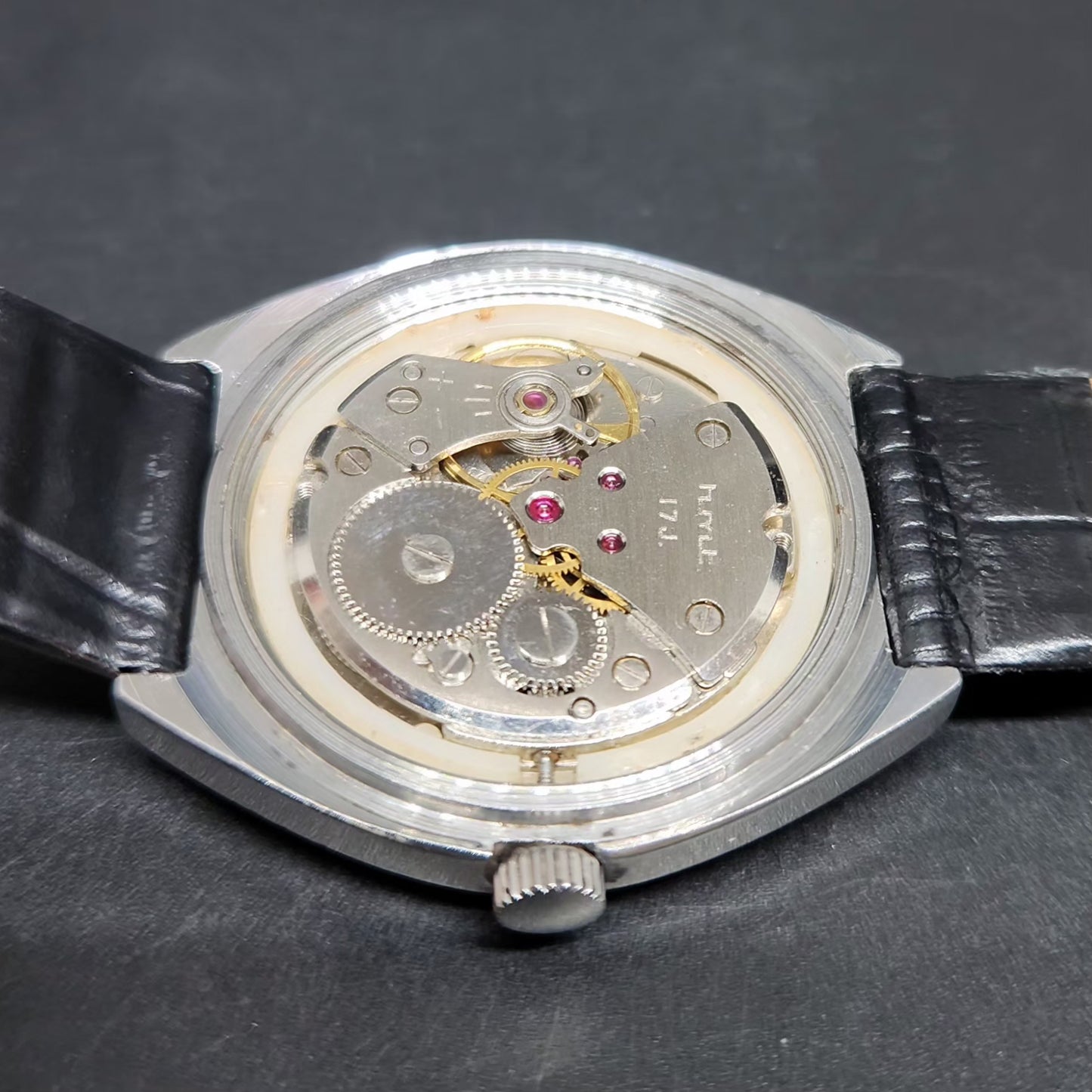Vintage Original HMT Maurya Hand Winding 17 Jewels Gold Face Men's Wrist Watch HM103