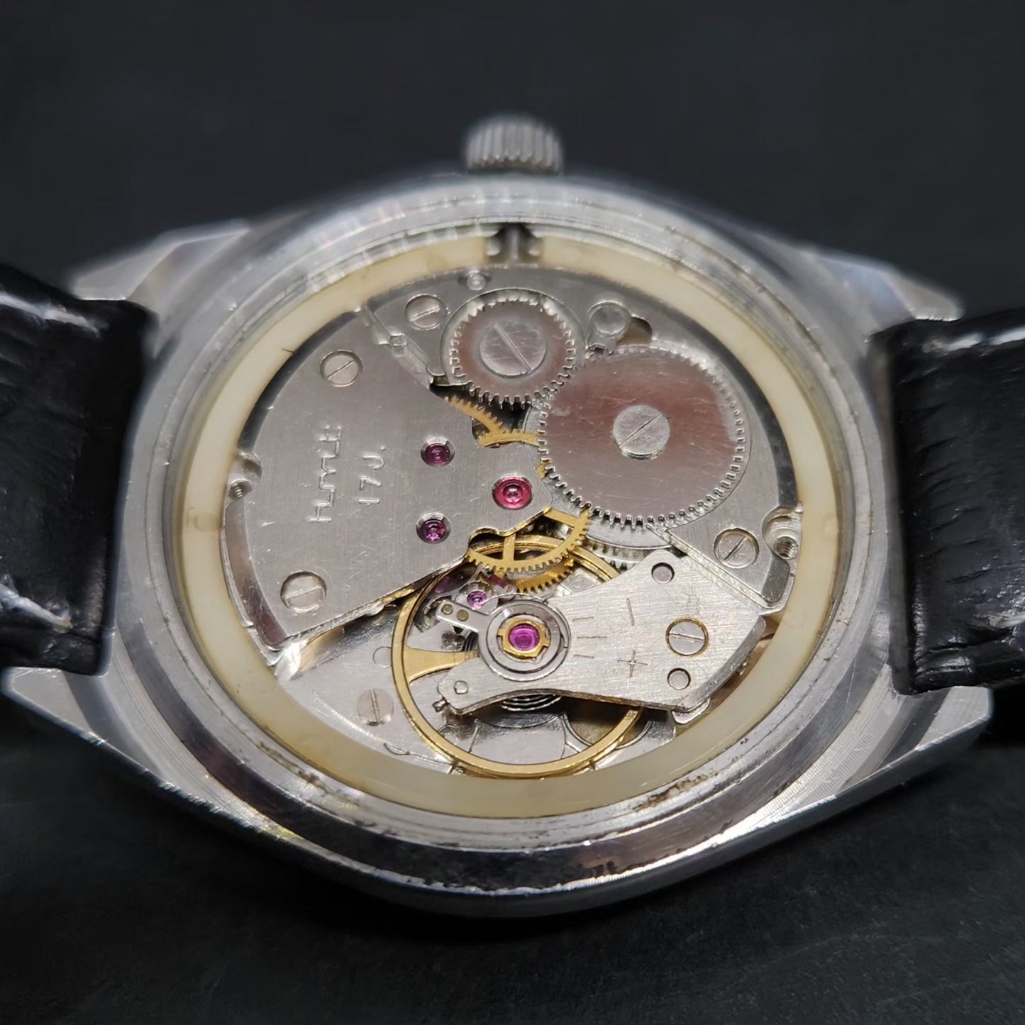 Vintage Original HMT Maurya Hand Winding 17 Jewels Gold Face Men's Wrist Watch HM137