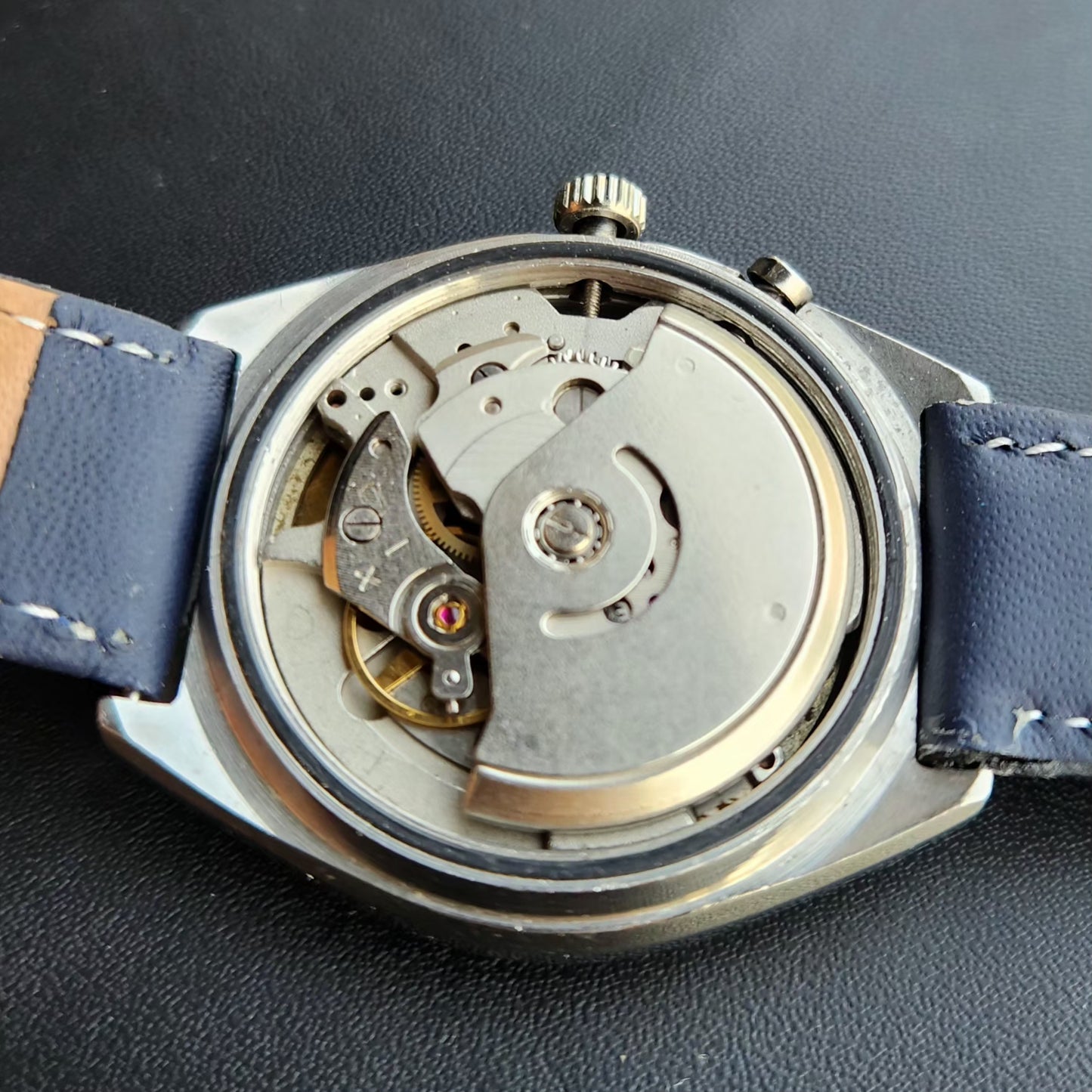 Vintage Ricoh R31 Automatic Blue Face New Strap 21 Jewels Day-Date Men's Wrist Watch R101