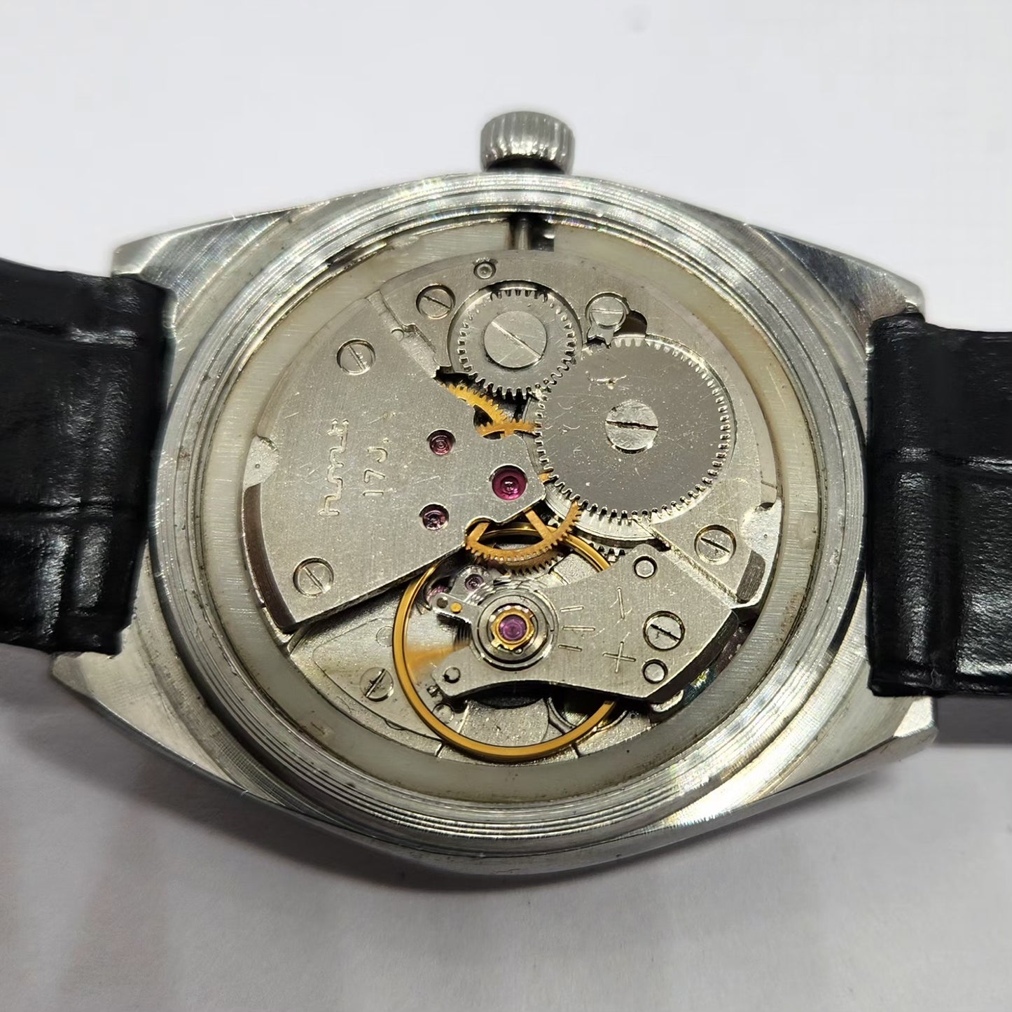 Vintage Original HMT Chirag Hand Winding 17 Jewels Gold Face Men's Wrist Watch HM130