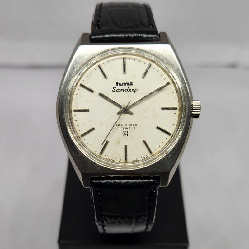 Vintage Original HMT Sandeep Hand Winding 17 Jewels White Face Men's Wrist Watch HM133
