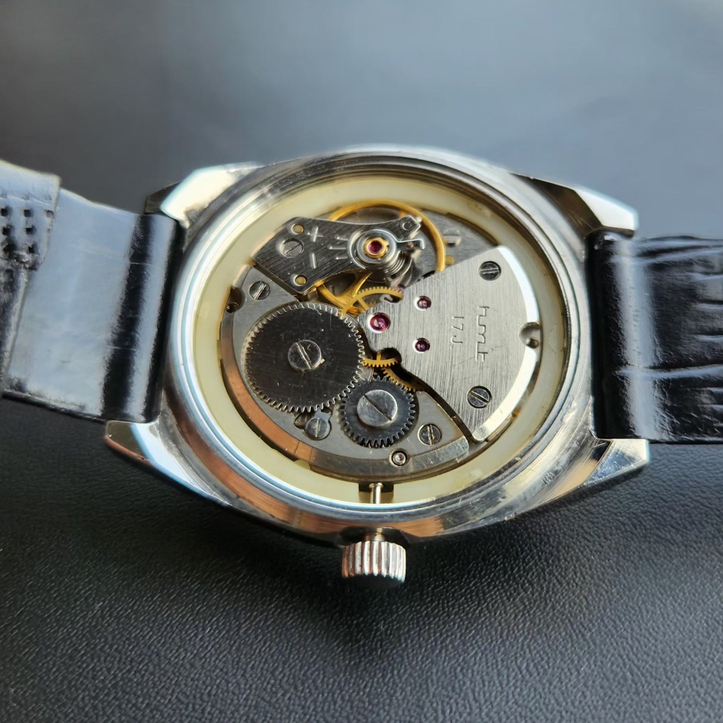 Vintage Original HMT Shreyas Hand Winding 17 Jewels Silver Face Men's Wrist Watch HM142