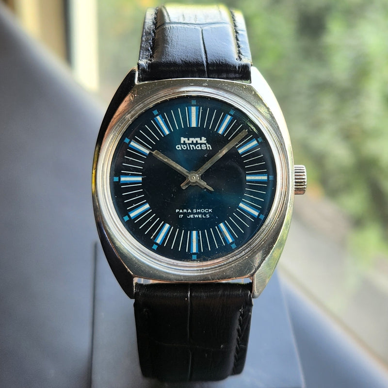 Vintage Original HMT Avinash Hand Winding 17 Jewels Blue Face Men's Wrist Watch HM156