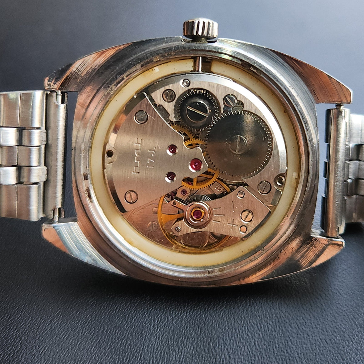 Vintage Original HMT Vijay Hand Winding 17 Jewels Silver Face Men's Wrist Watch HM169