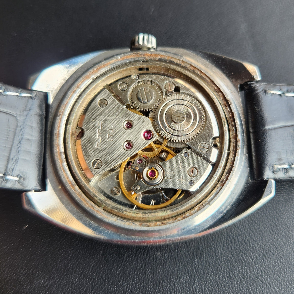 Vintage Original HMT Avinash Hand Winding 17 Jewels Blue Face Men's Wrist Watch HM175