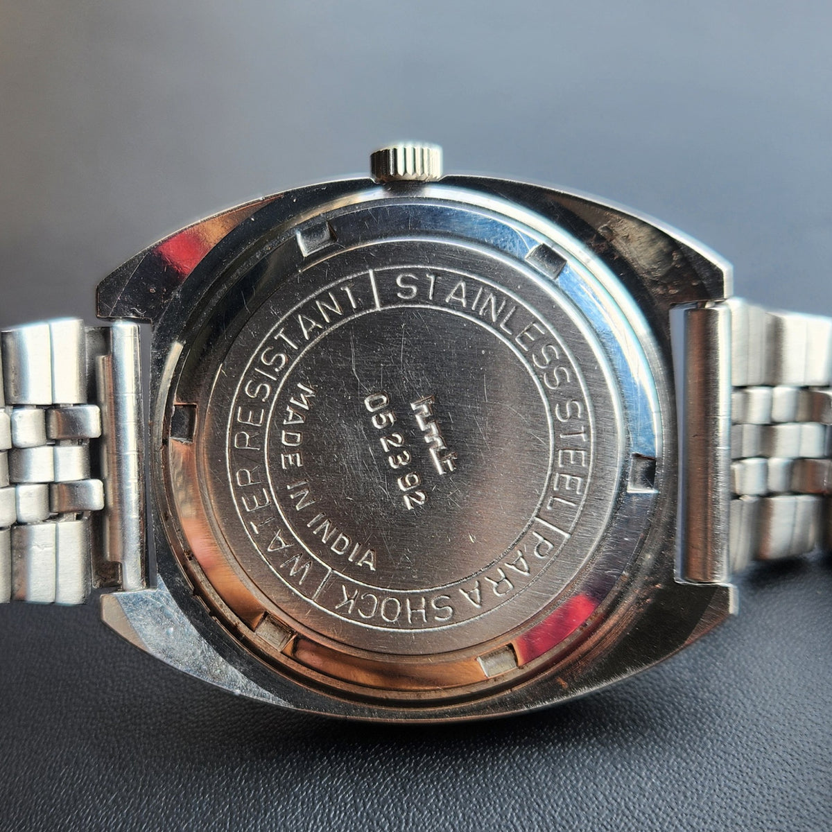 Vintage Original HMT Kohinoor Hand Winding 17 Jewels Black Face Men's Wrist Watch HM179