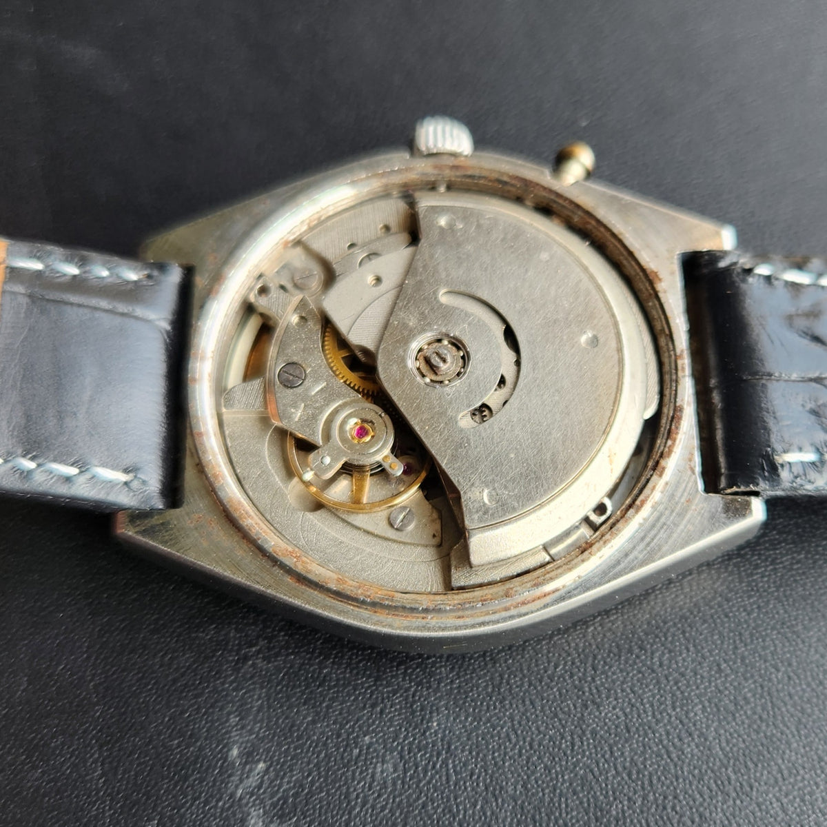 Vintage Ricoh R31 Automatic Black Face New Strap 21 Jewels Day-Date Men's Wrist Watch R126