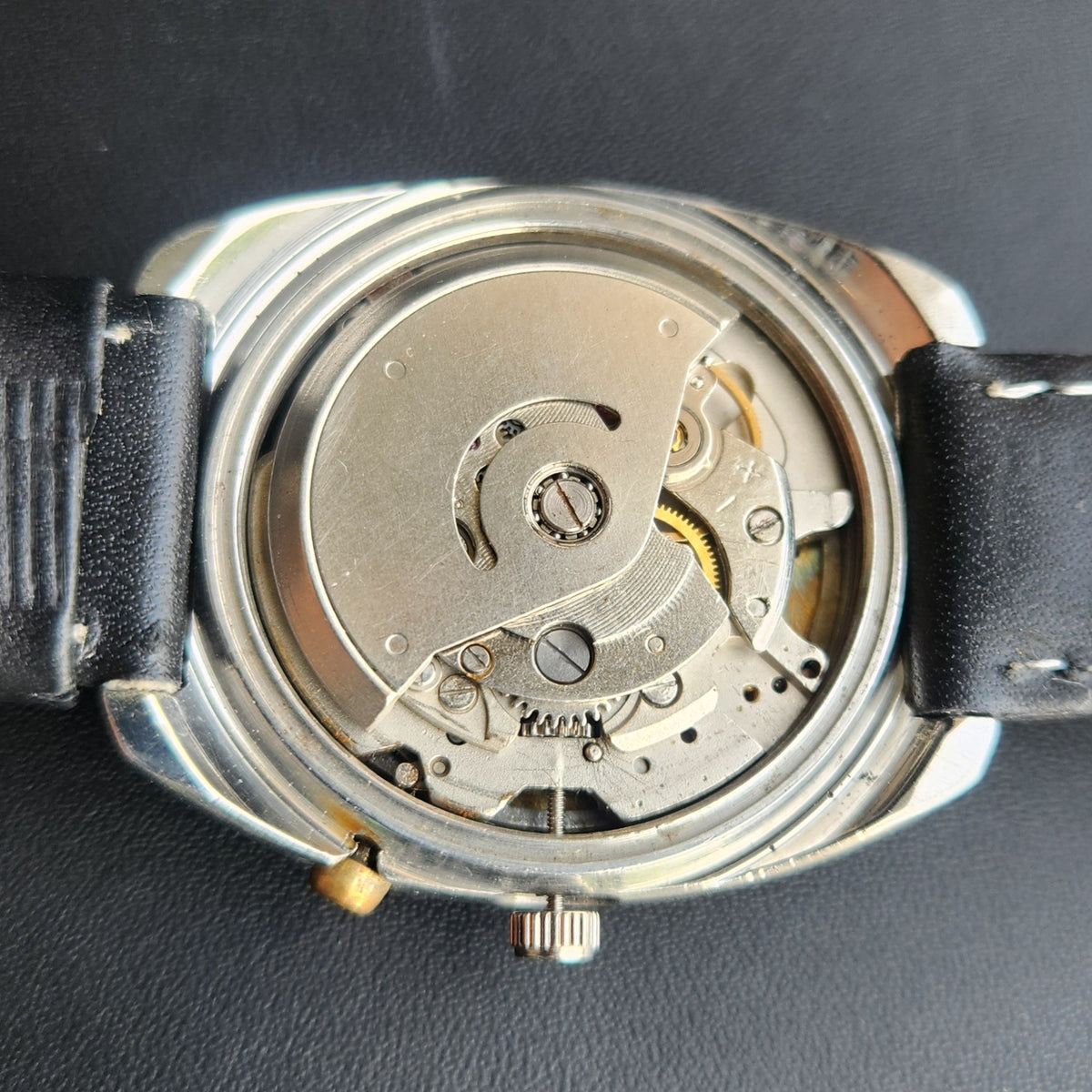 Vintage Ricoh R31 Automatic Black Face New Strap 21 Jewels Day-Date Men's Wrist Watch R132