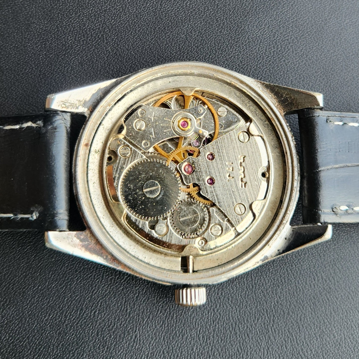 Vintage Original HMT Pilot Hand Winding 17 Jewels Black Face Men's Wrist Watch HM183