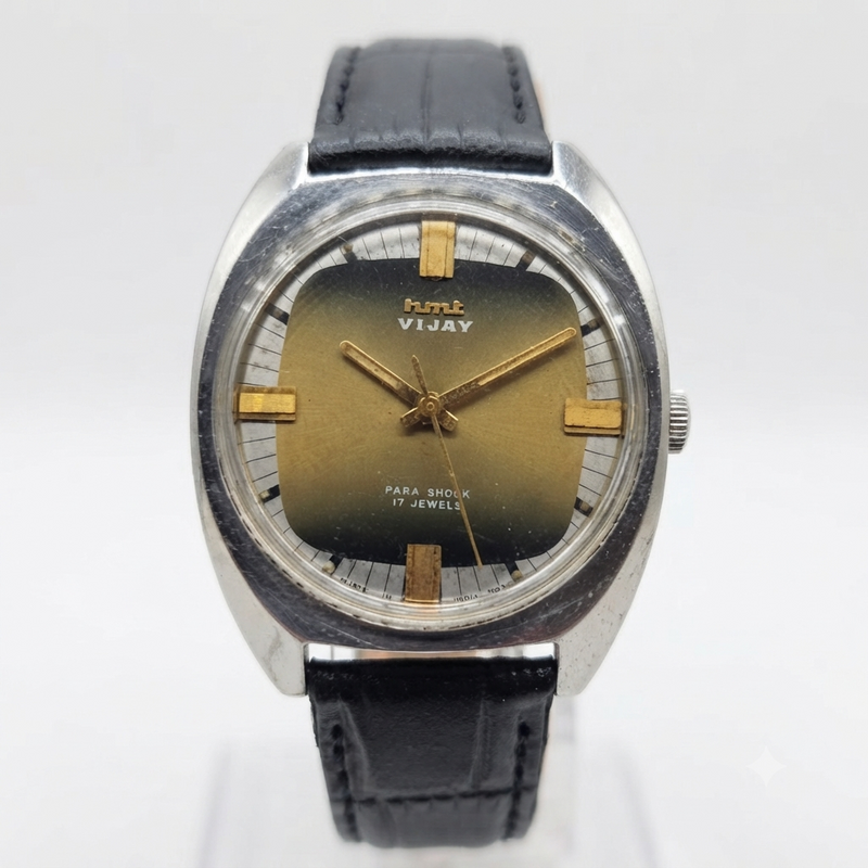 Vintage Original HMT Vijay Hand Winding 17 Jewels Gold Face Men's Wrist Watch HM93