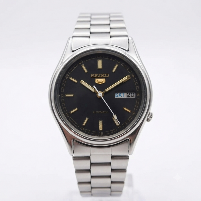 Vintage 1978 Original Seiko 5 Automatic 7009-3101 Black face 17 Jewels Day-Date Japanese Men's Wrist Watch OG242