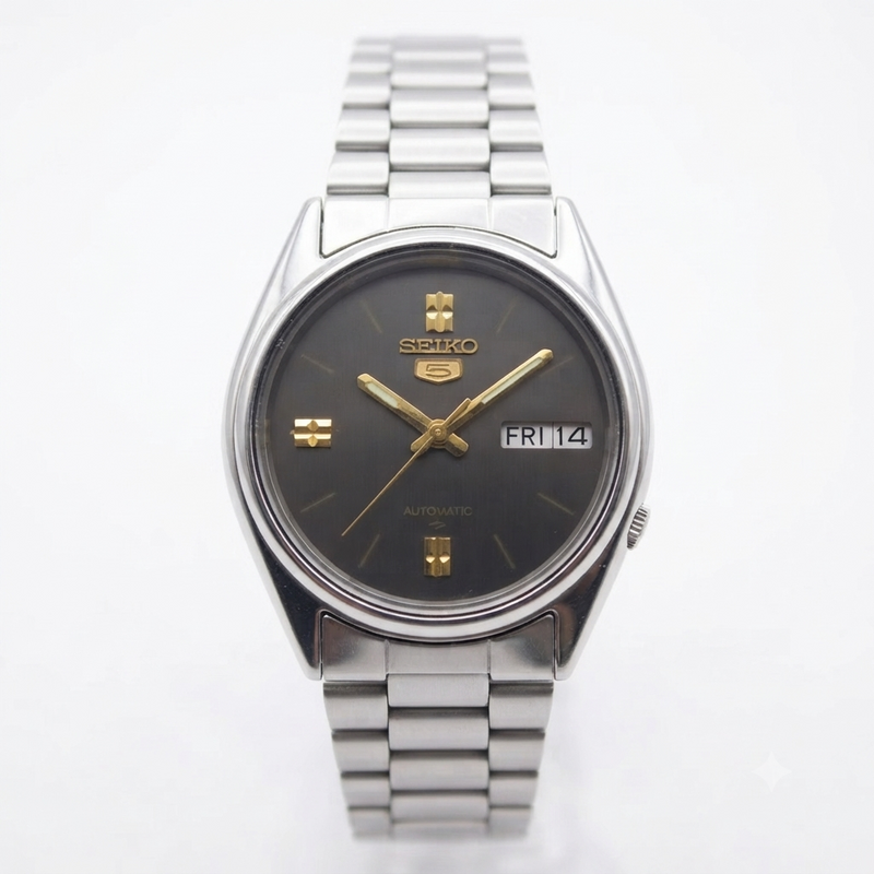 Vintage 1979 Original Seiko 5 Automatic 7009-7031 Black Face 17 Jewels Day-Date Japanese Men's Wrist Watch SK05