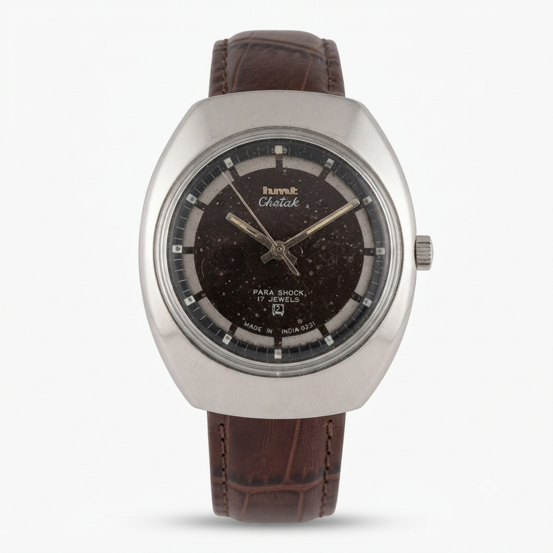 Vintage Original HMT Chetak Hand Winding 17 Jewels Brown Face Men's Wrist Watch HM141