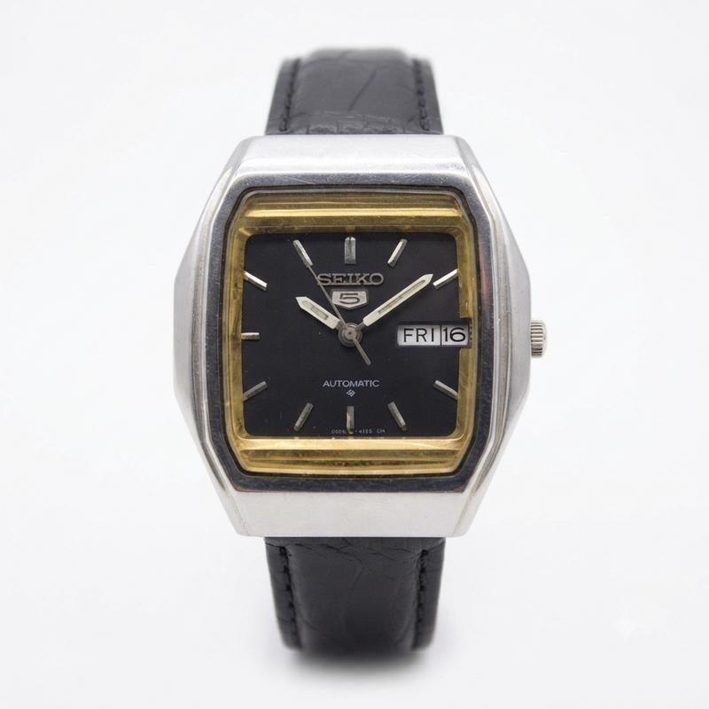 Vintage 1976 Original Seiko 5 Automatic 6309-8840 black face 17 Jewels Day-Date Japanese Men's Wrist Watch OG21