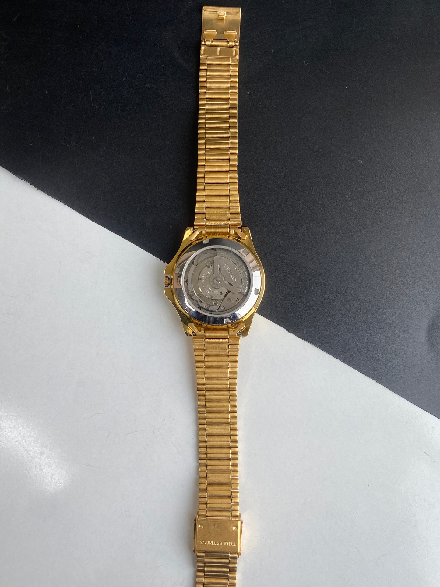 Vintage Seiko 5 Automatic 17 Jewels Cal. 6309 White Face Fix Bezel Gold Plated Men's Wrist Watch E69