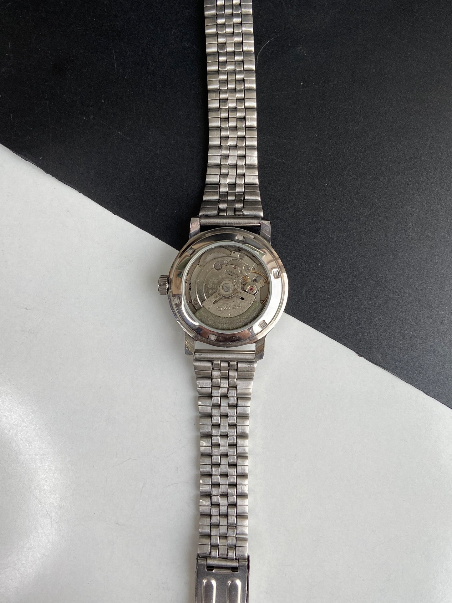 Vintage Mod Seiko 5 Automatic 6309A 17 Jewels Japan Men's Day-Date Silver Face Wrist Watch E71