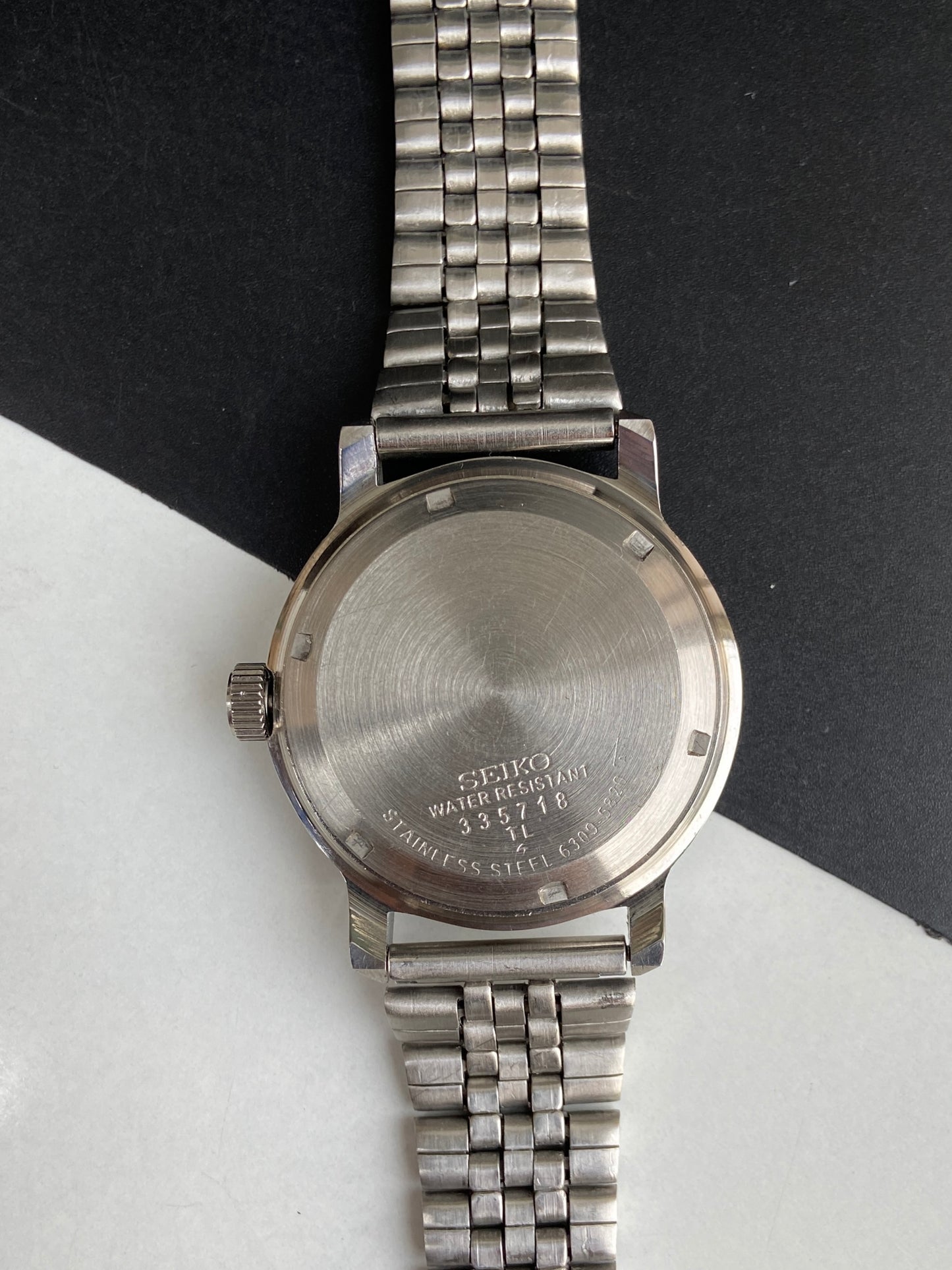 Vintage Mod Seiko 5 Automatic 6309A 17 Jewels Japan Men's Day-Date Silver Face Wrist Watch E71